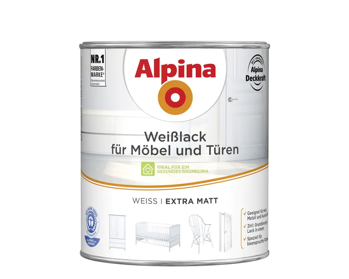 Alpina Weißlack für Möbel & Türen 2 L weiß extra matt