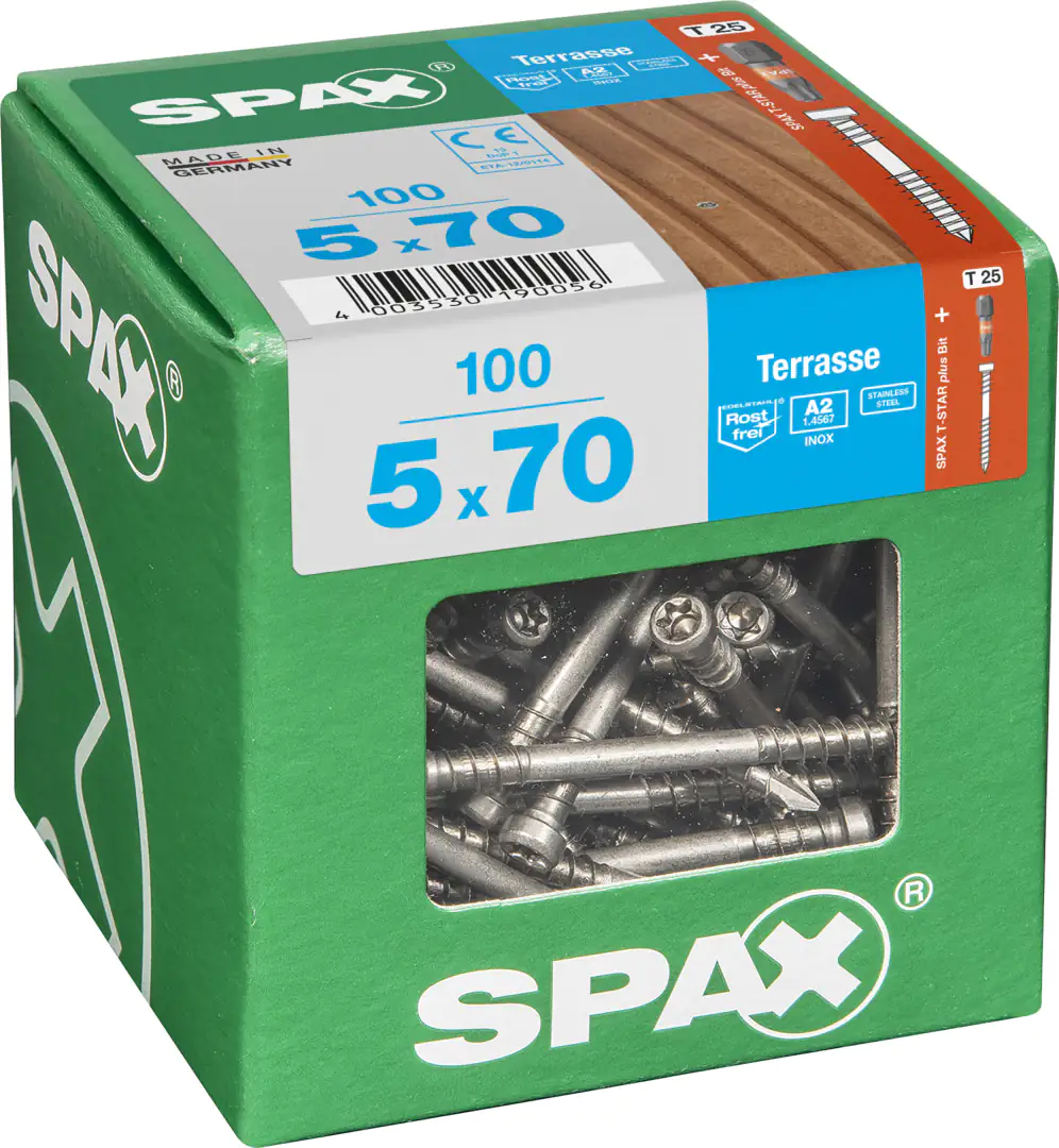 Spax Terrassenschrauben 5.0 x 70 mm TX 25 - 100 Stk.