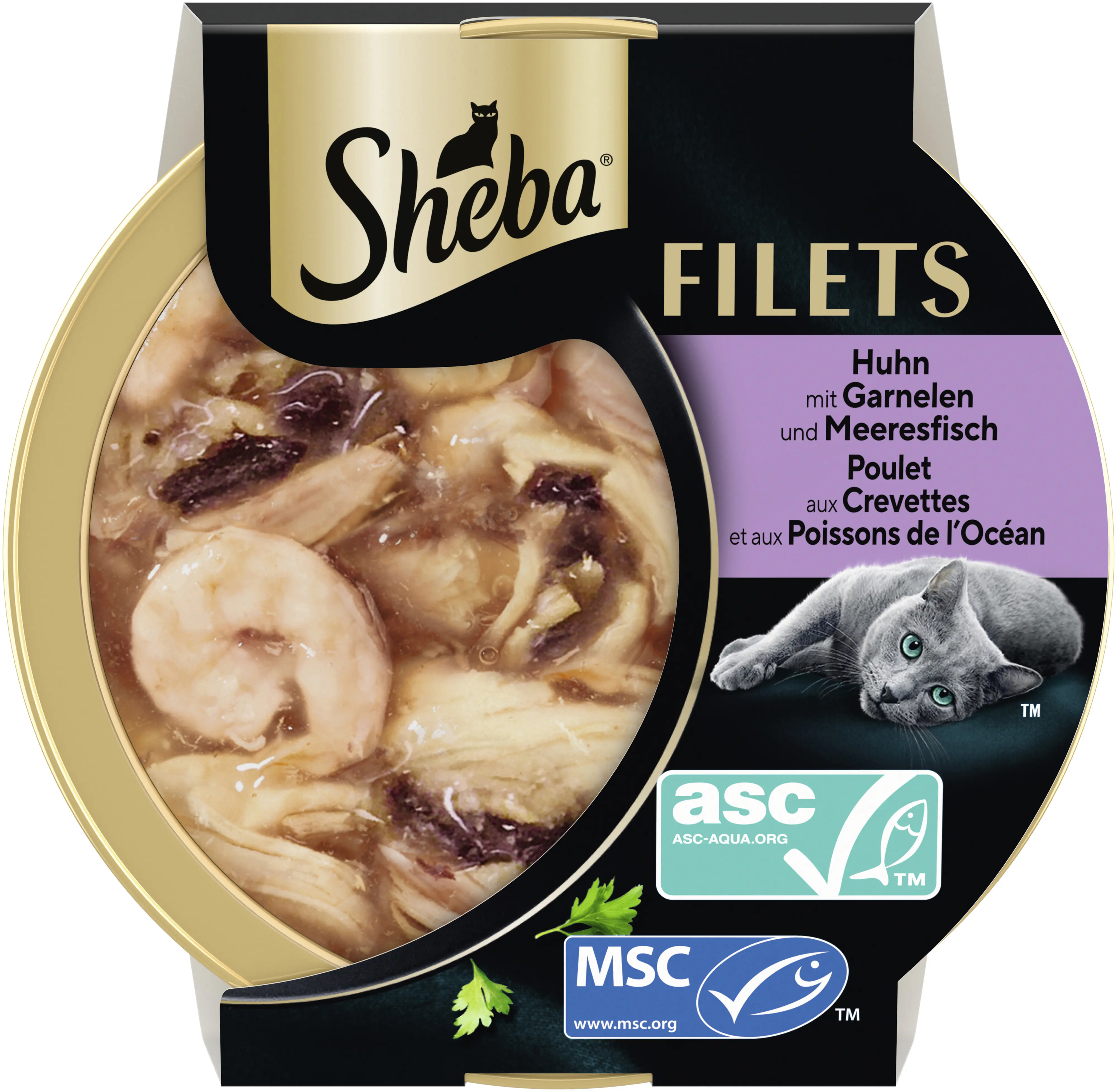 Sheba Filets Katzennassfutter Adult 60 g Huhn mit Garnelen