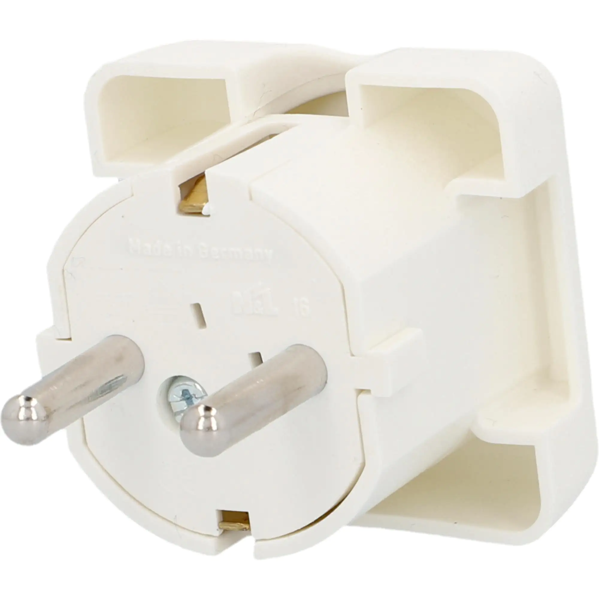 Schutzkontakt-Flächen-Stecker seitliche Einführung weiß
