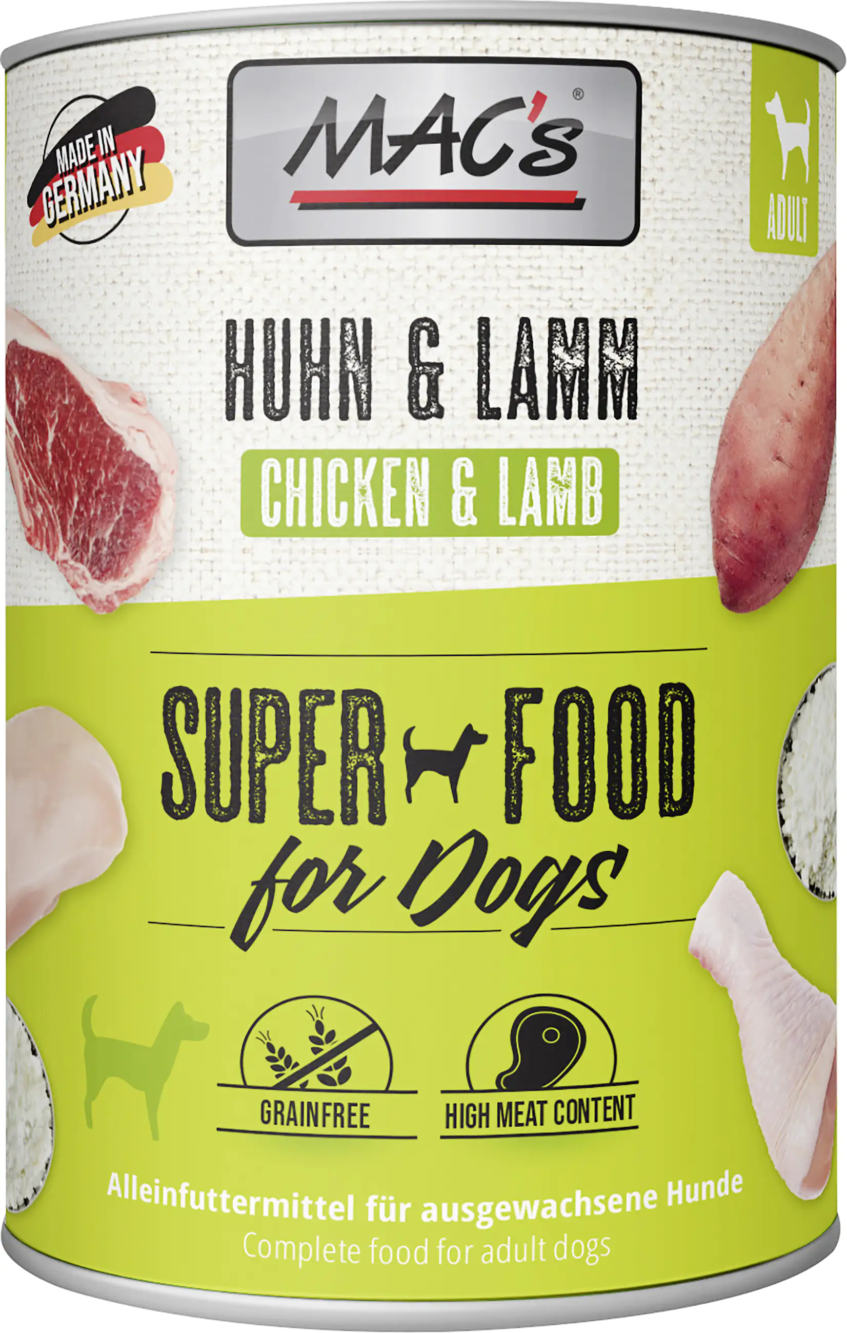 Macs Dog Hundenassfutter Adult getreidefrei 400 g Huhn & Lamm