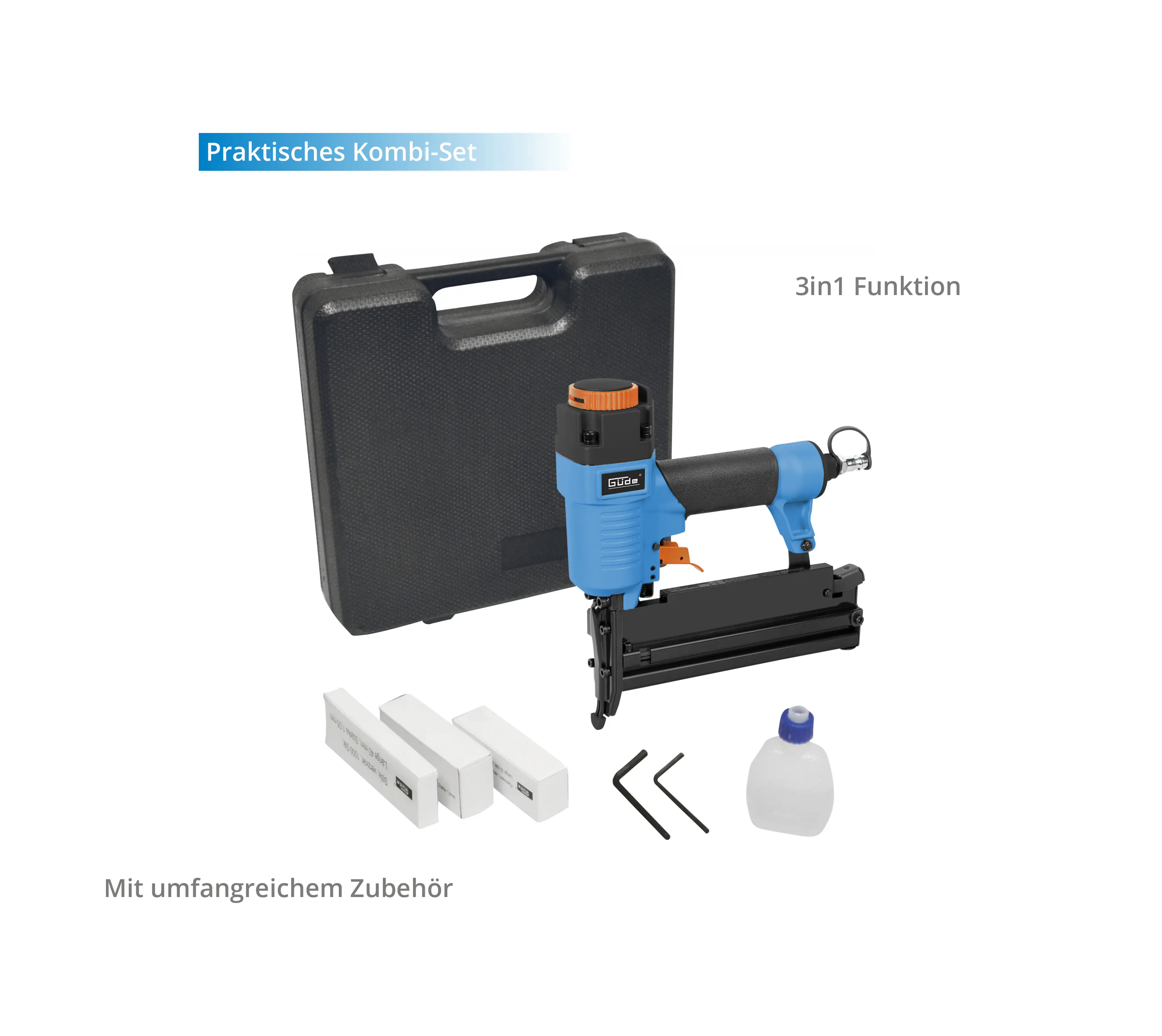 Güde Druckluftnagler 3 in 1 mit 4 - 7,5 bar