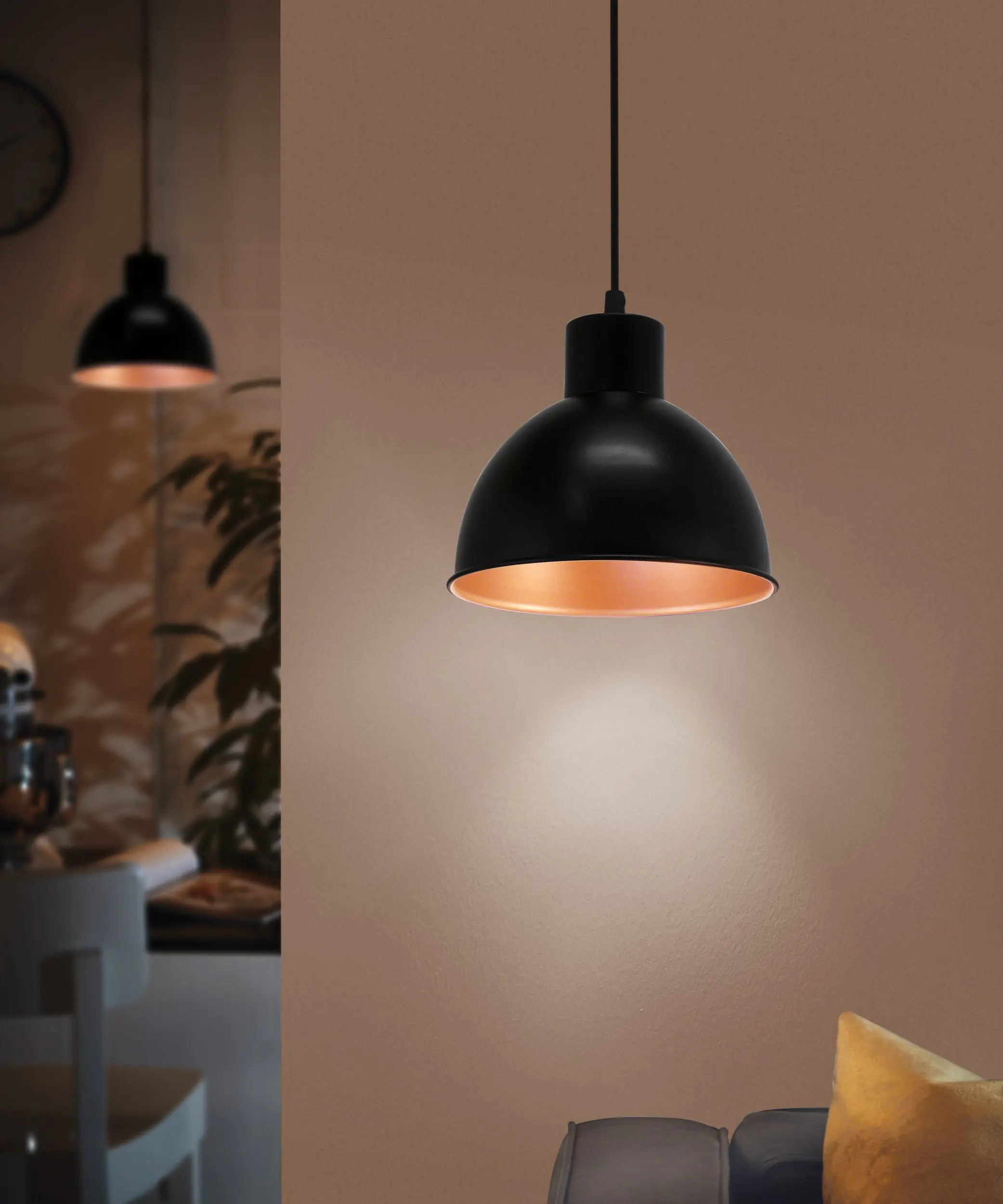 Eglo Pendelleuchte Truro 1 schwarz, kupfer