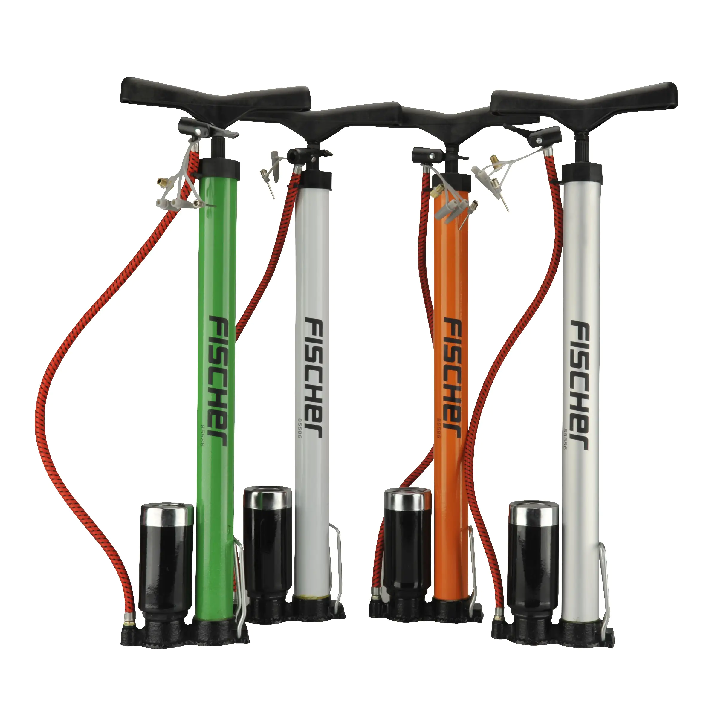 Fischer Standpumpe Alu mit Manometer für alle Ventile