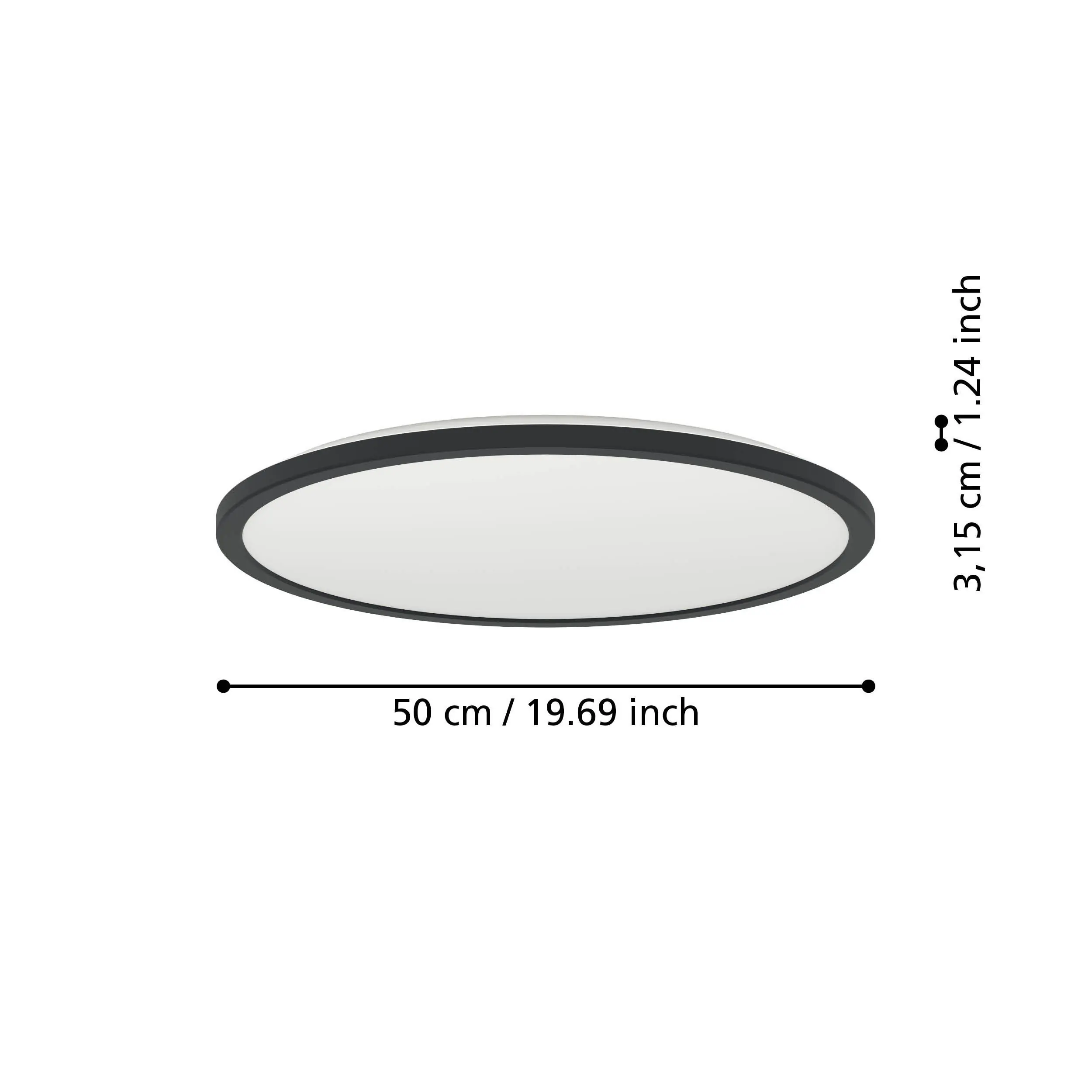 Eglo LED Deckenleuchte Rovito-R schwarz Ø 50 x 3 cm warmweiß-kaltweiß dimmbar