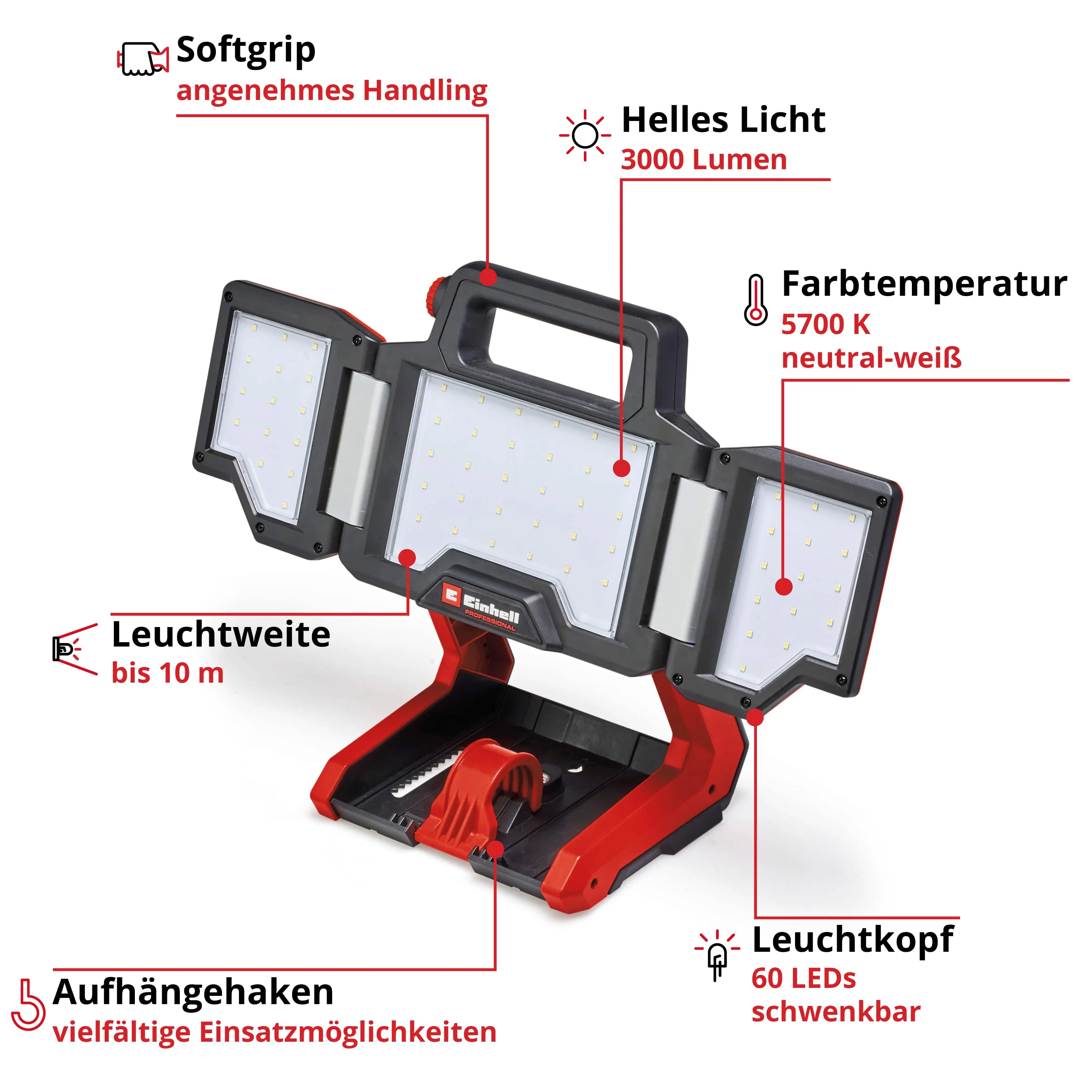 Einhell Professional Akku-Lampe TP-CL 18/3000 Li Set Solo