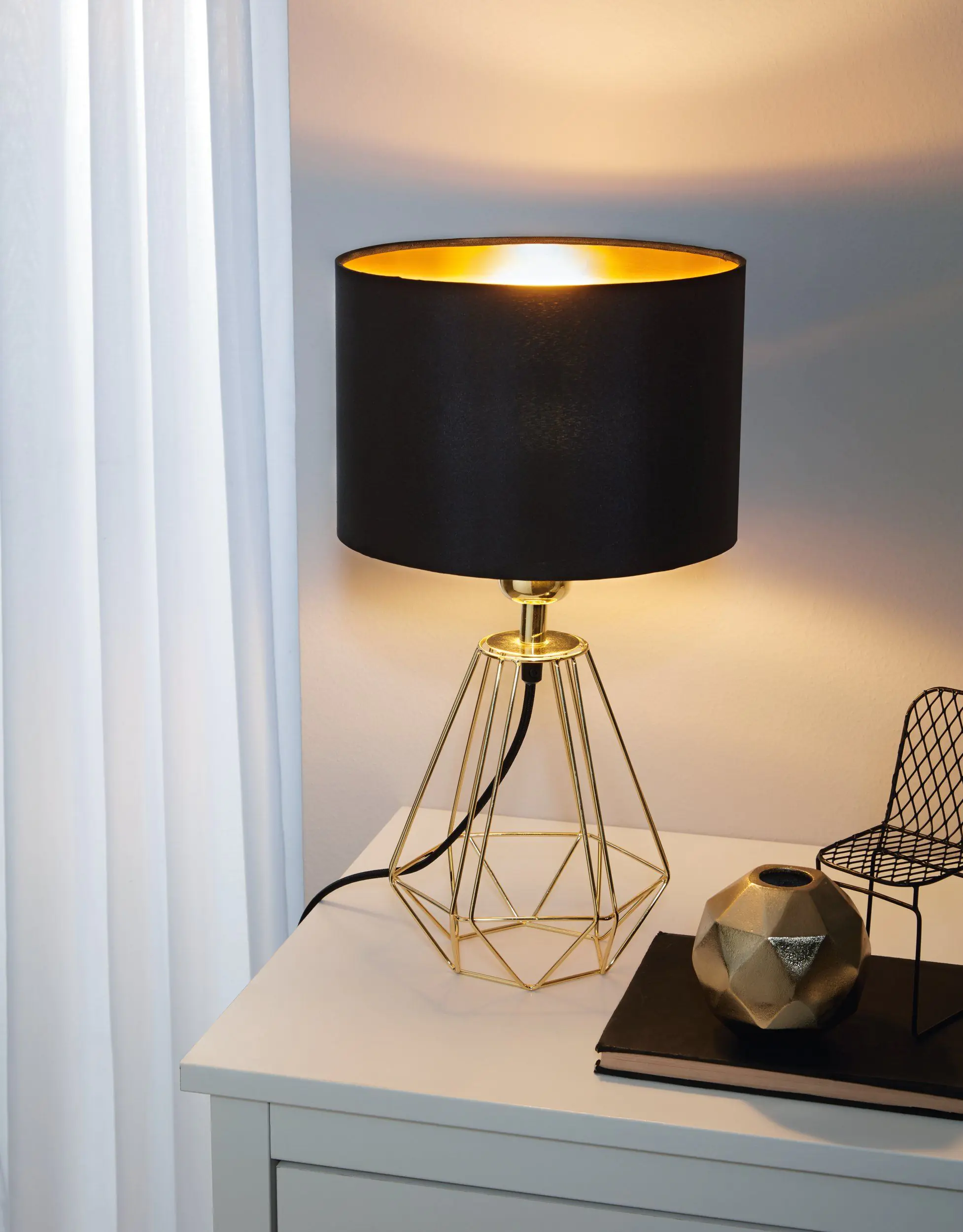 Eglo Tischleuchte Carlton 2 E14 kupfer schwarz