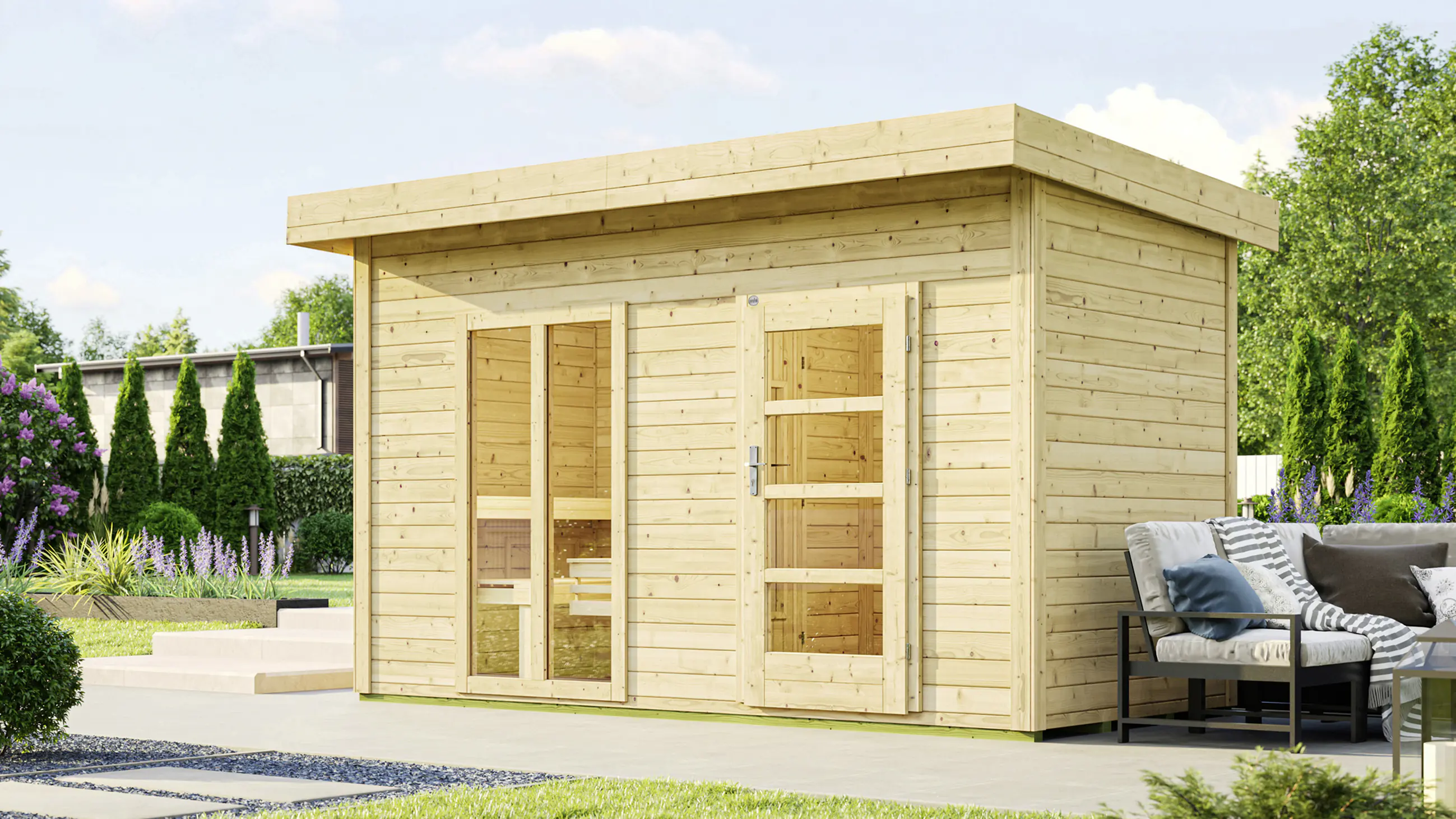 Weka Gartensauna Farsund 7,29 m² mit Fenster