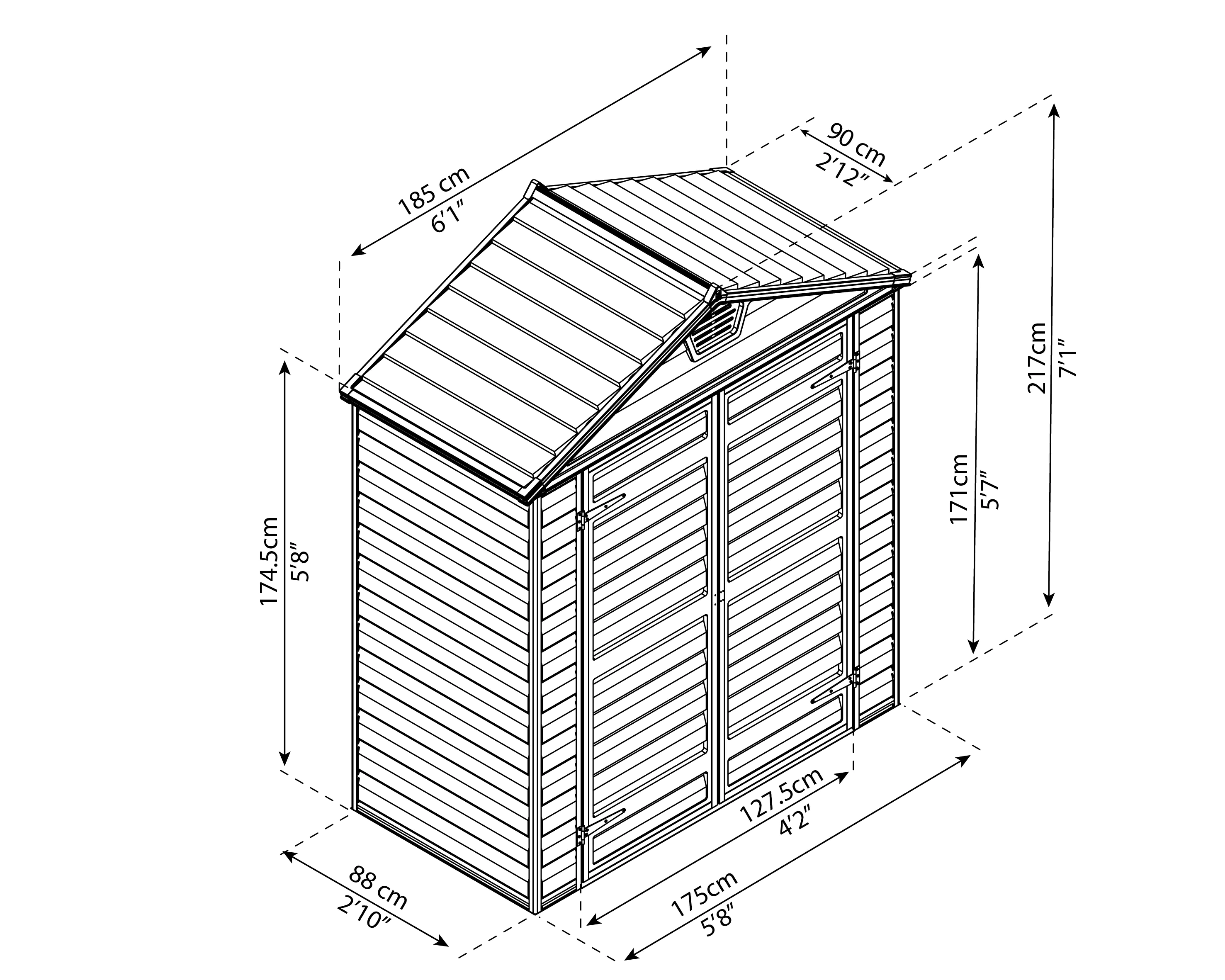 Canopia Gerätehaus Skylight Alu grau 90 x 185 cm