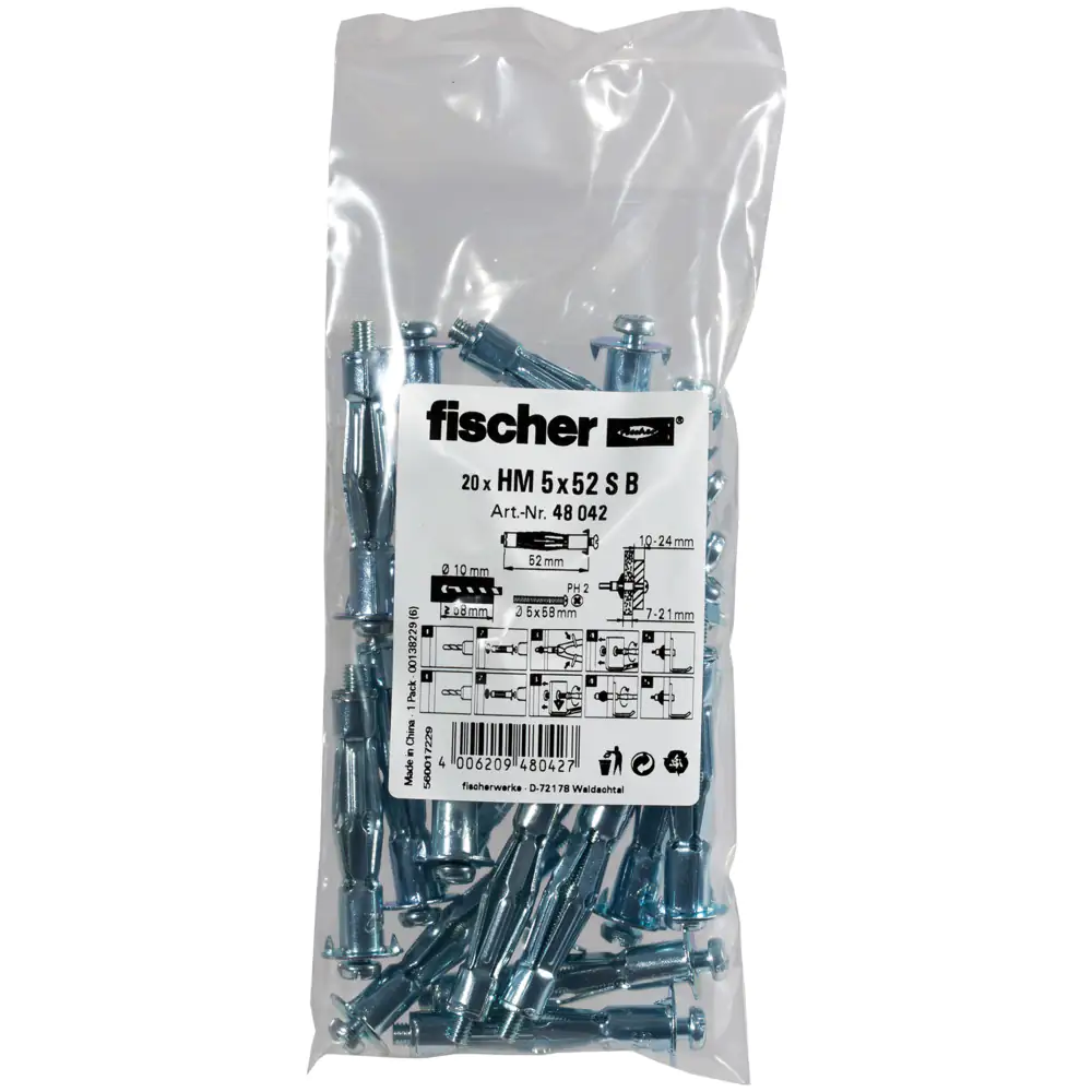 Fischer Hohlraumdübel aus Metall 5.0 x 52 mm - 20 Stück
