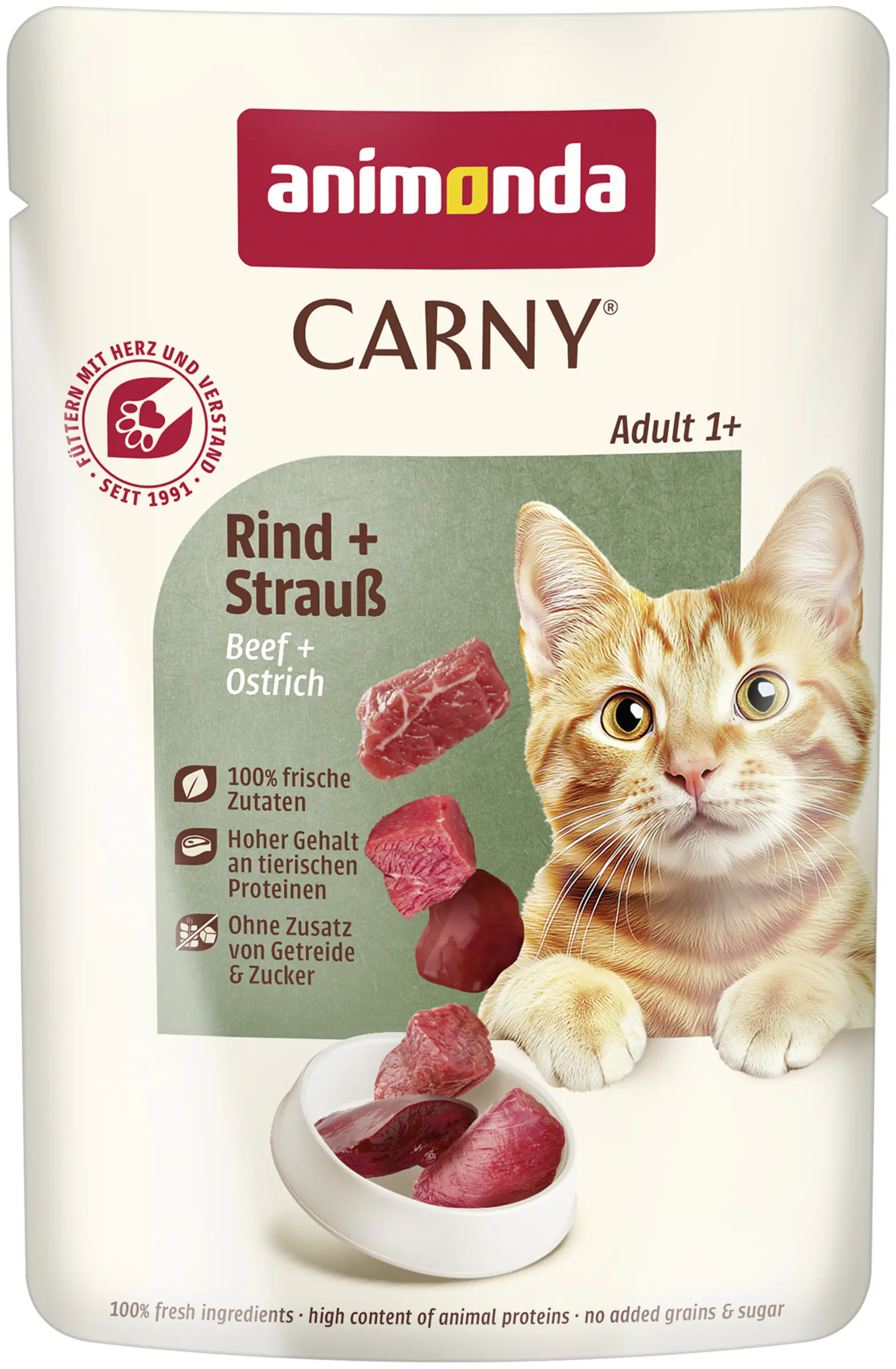 Animonda Carny Adult Katzennassfutter getreidefrei 85 g Rind & Strauß