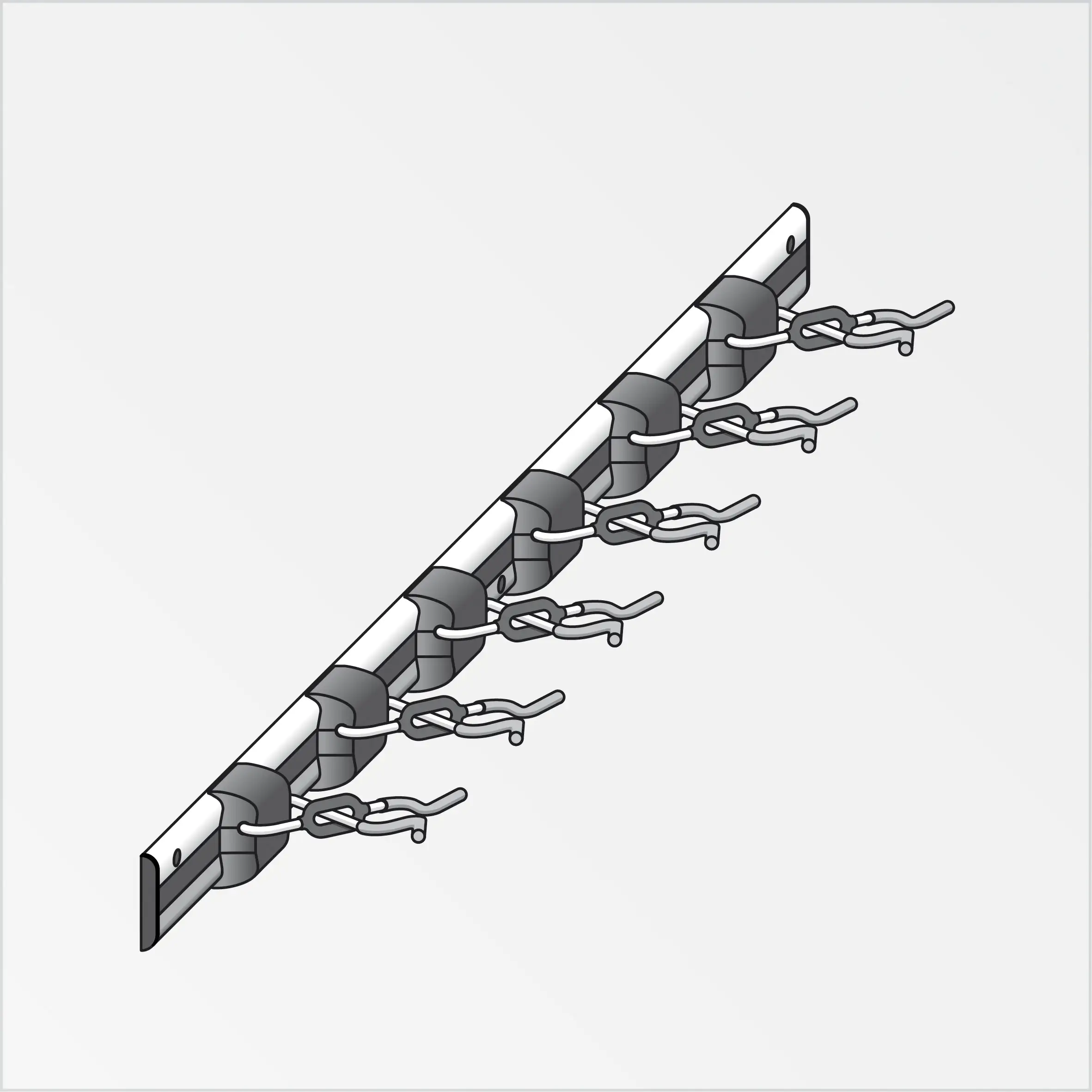 coaxis®-Set, Schiene mit Gerätehaltern 1000 mm Aluminium roh rot gummiert