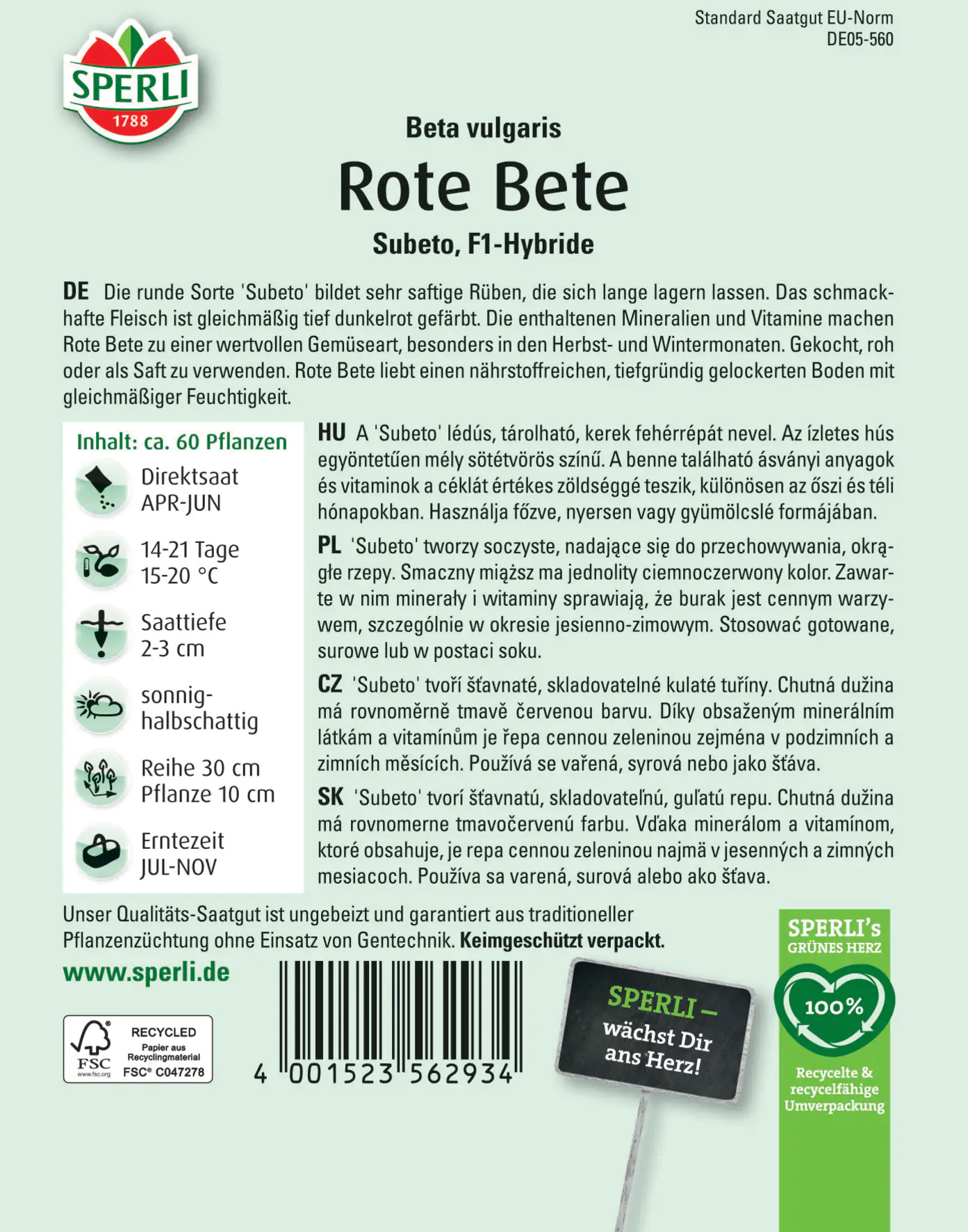 Sperli Rote Bete Subeto F1
