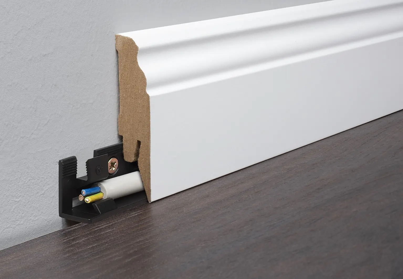 Kronoflooring Fußleiste 260 cm 70 x 17 mm Uni weiß profiliert
