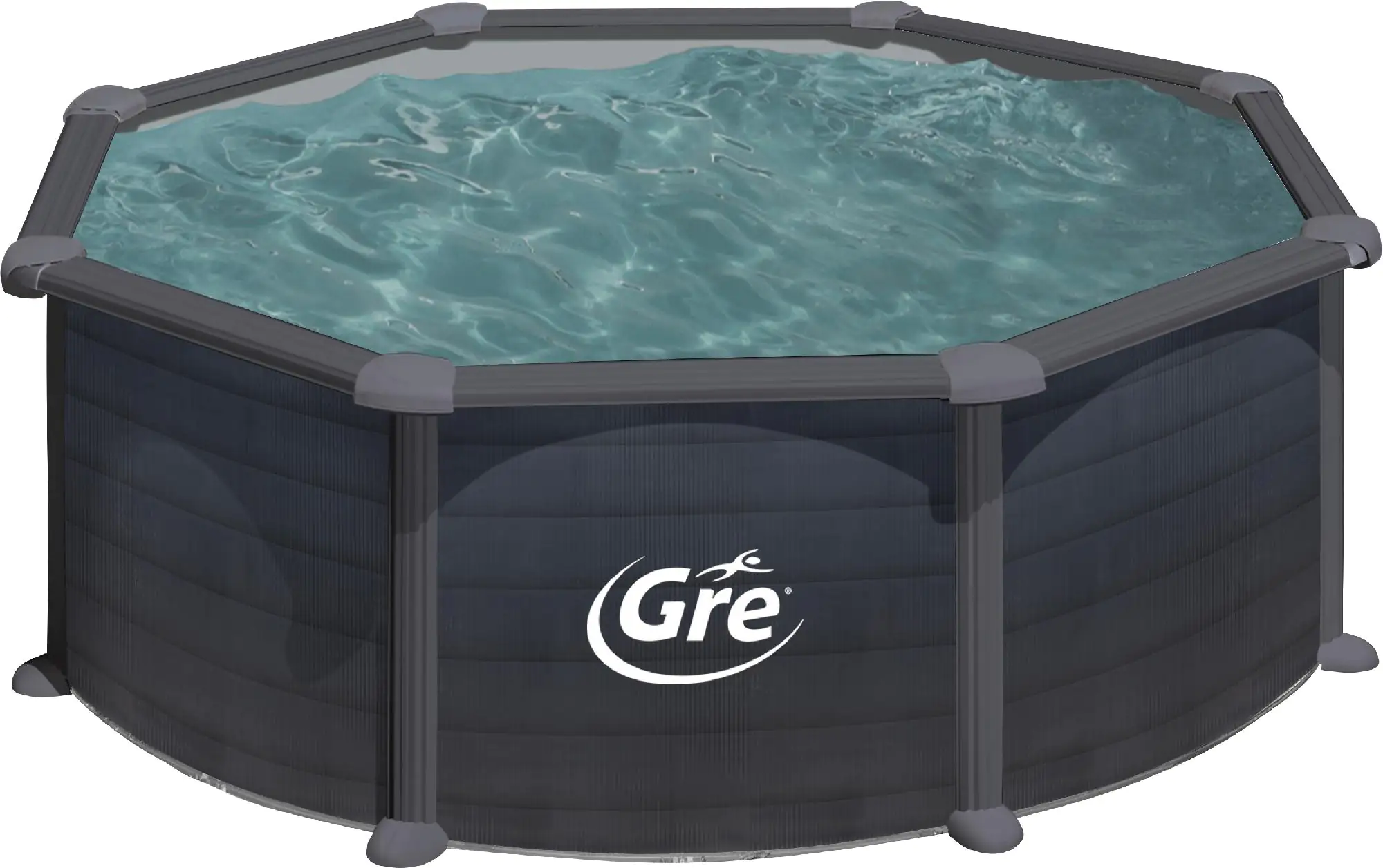 Gre Stahlwandpool Granada rund Ø 350 x 132 cm, graphit