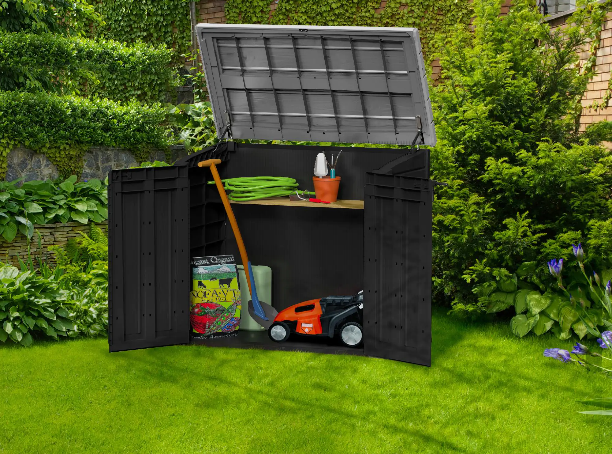 Keter Mülltonnenbox Gartenbox Store it Out Max schwarz/grau