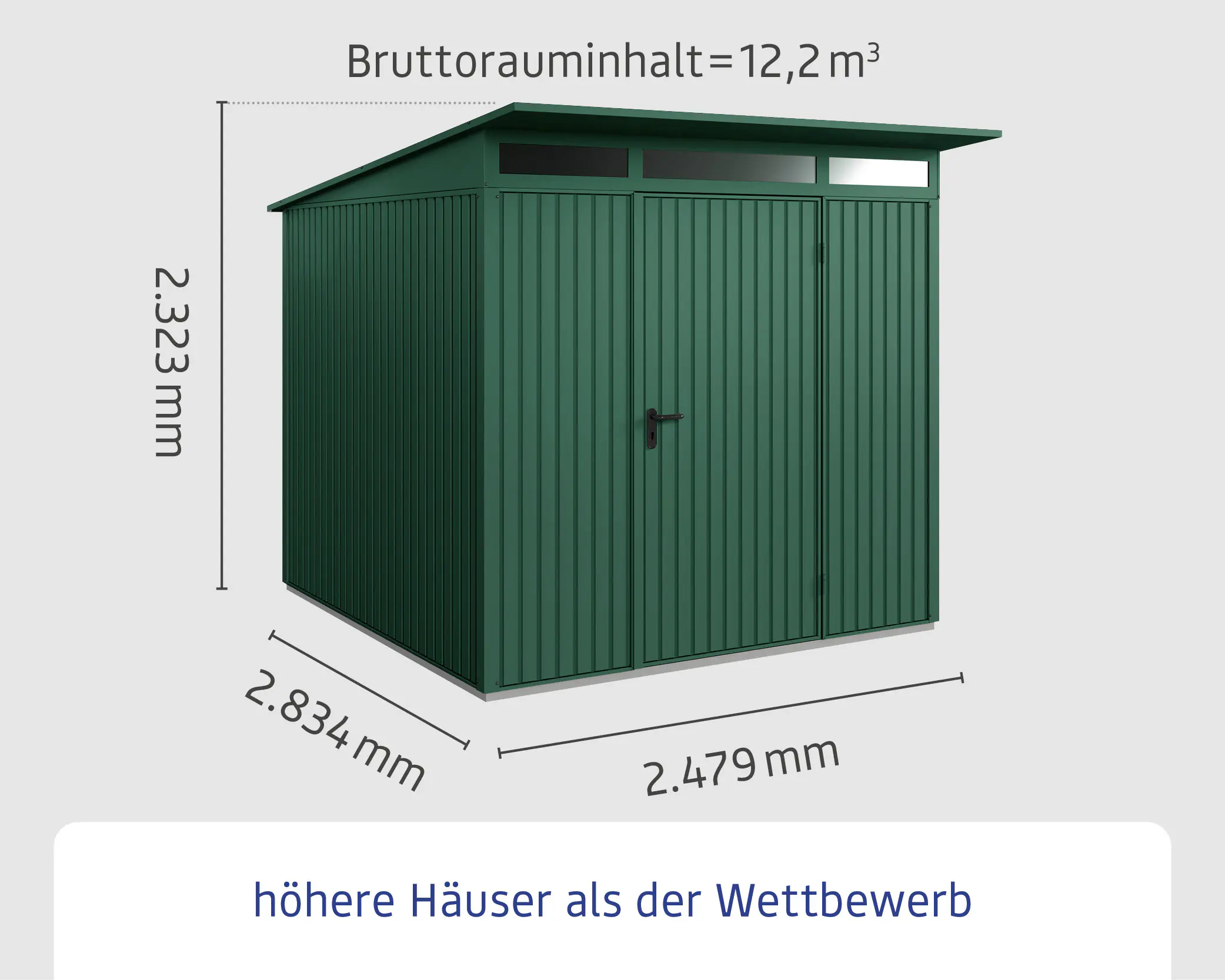 EcoStar Gerätehaus Trend-P Typ 2 moosgrün 247,9 x 283,4 x 232,3 cm
