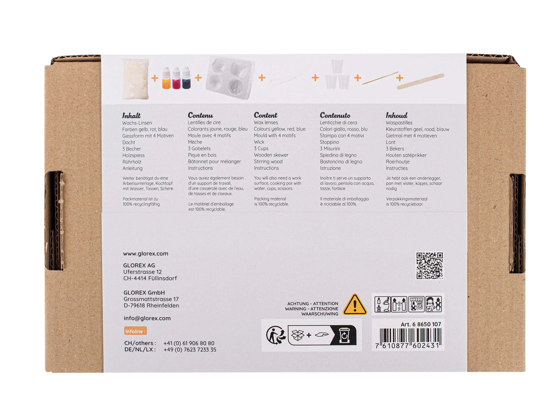 Glorex Kreativ-Set Kerzengießen mit 4 Motiven & Farben + Zubehör 