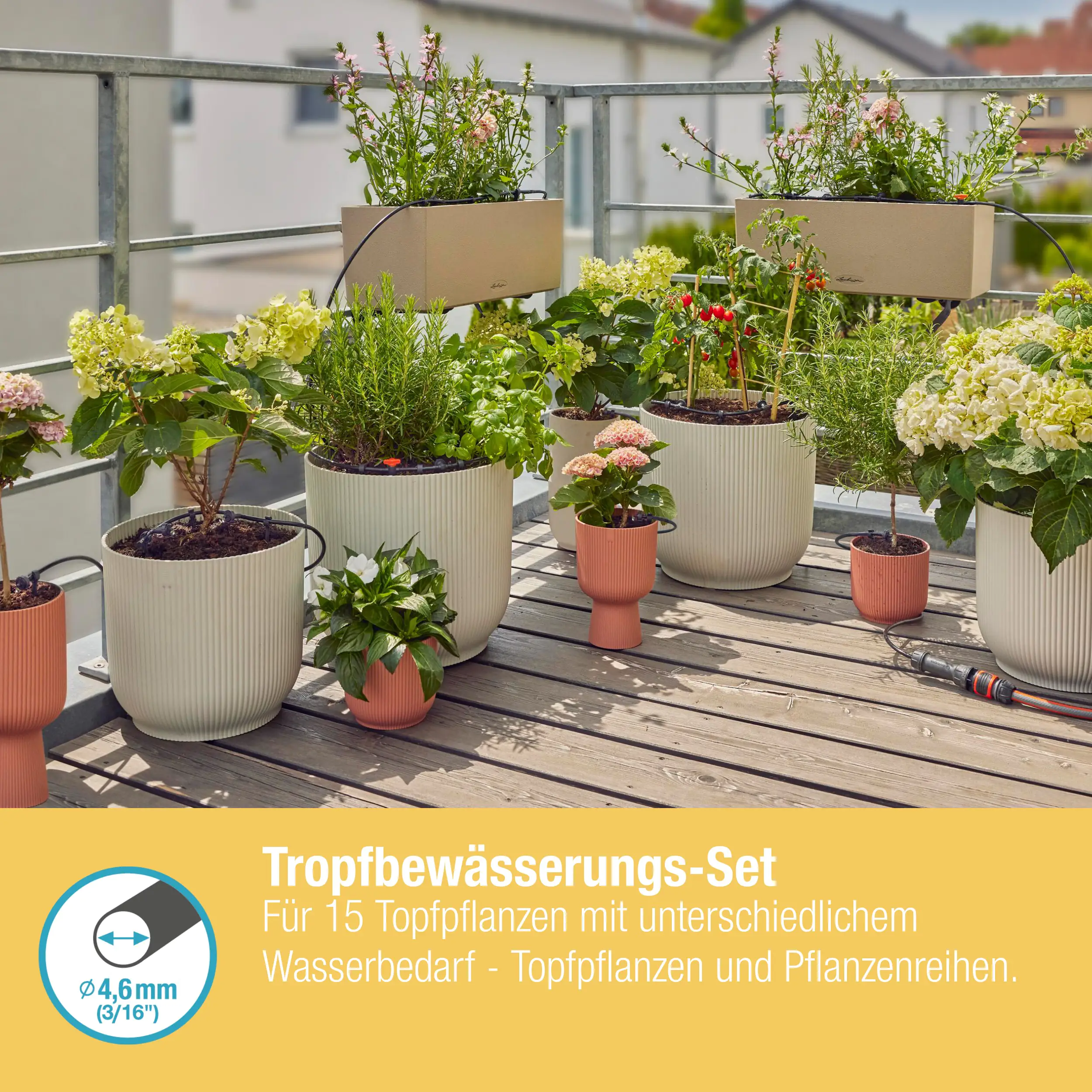 Gardena Tropfbewässerung Set Balkon 15 Topfpflanzen