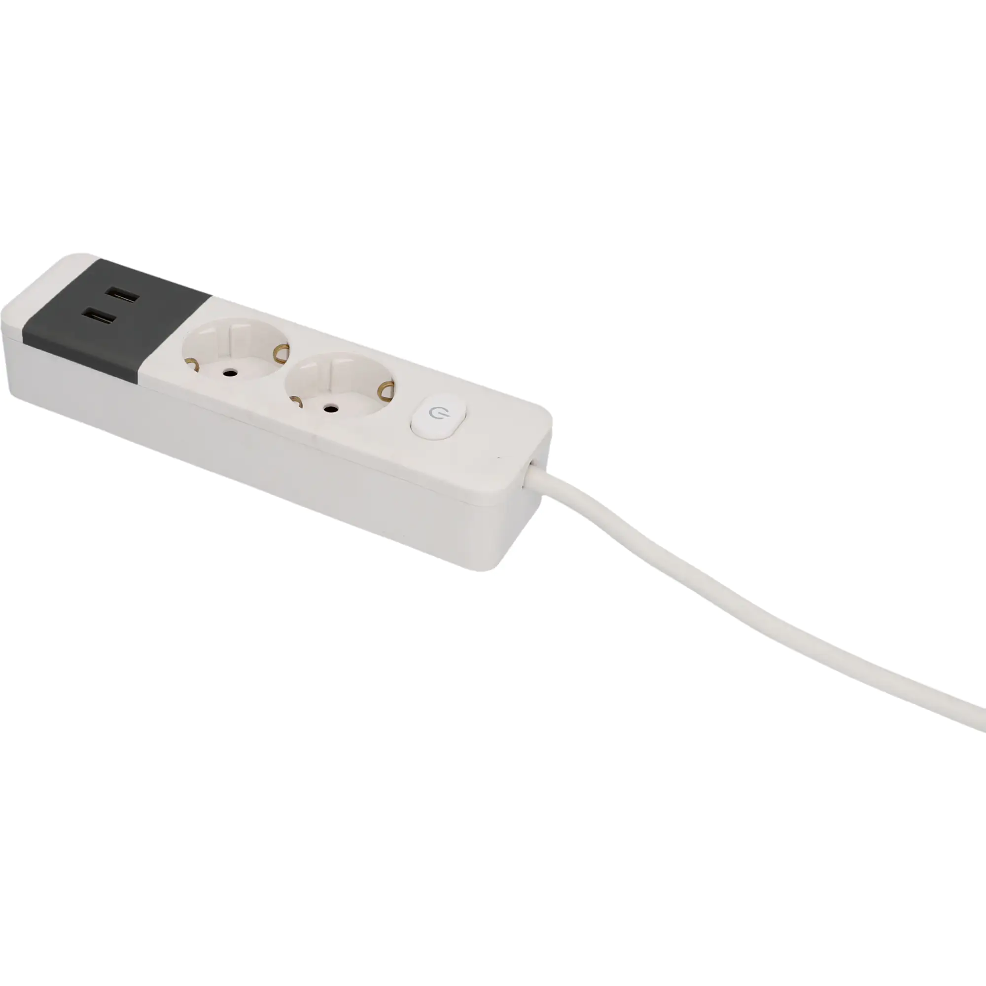 Unitec Tischsteckdose 2-fach, 2x USB 1,4 m mit Schalter, weiß/anthrazit