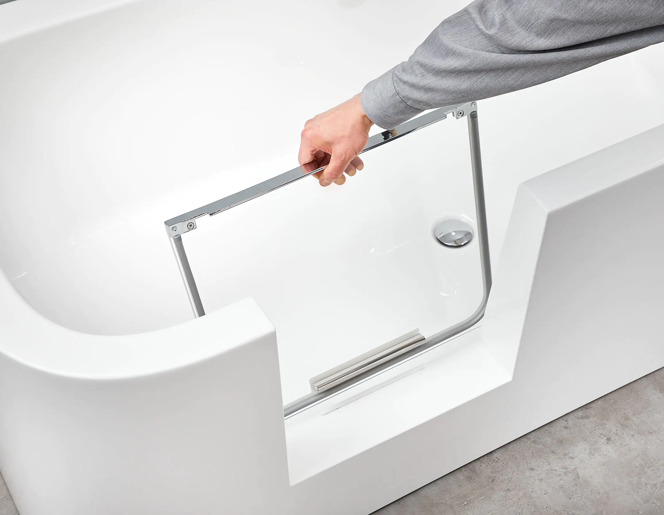 Ottofond Badewanne barrierefrei 180 x 80 cm mit Wassereinlauf rechts weiß