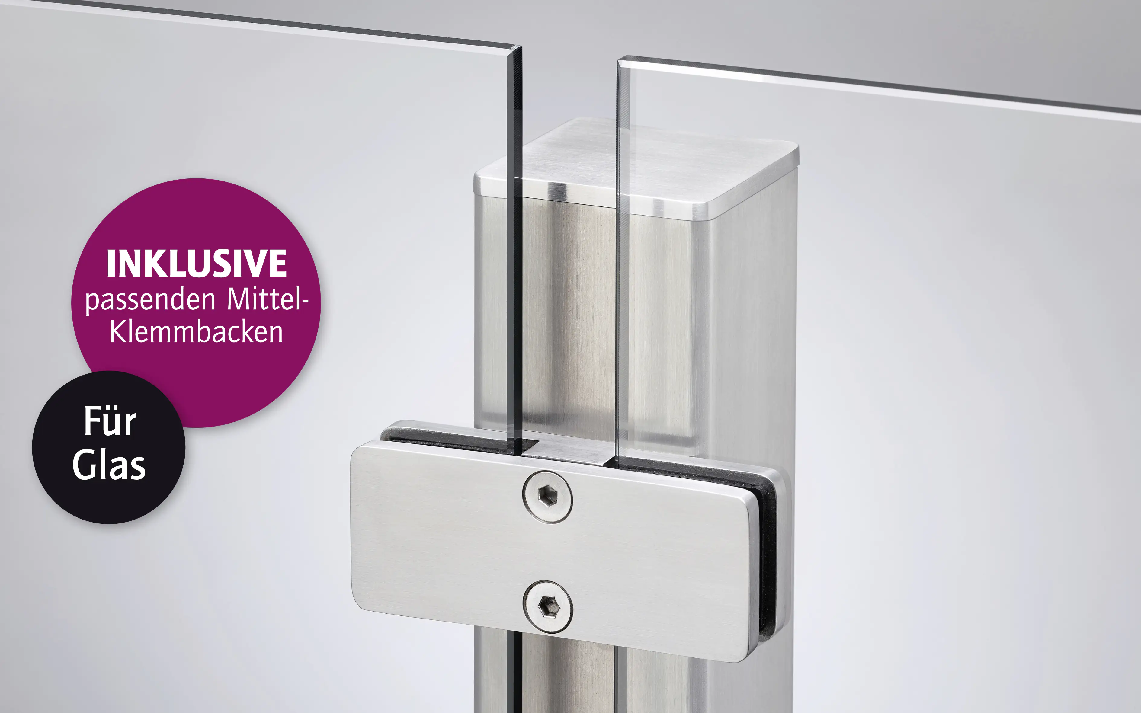 Ambiente Mittelpfosten-Set zum ANSCHRAUBEN 127 cm 6 x 6 cm Edelstahl V2A