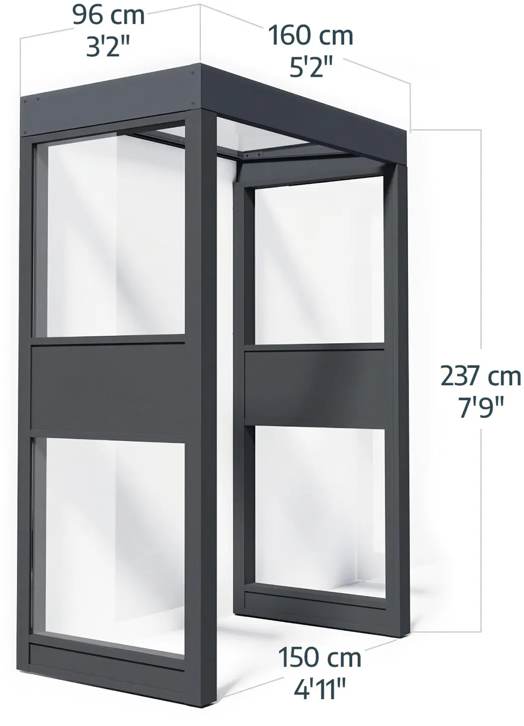 Canopia Vordach Sophia 160 x 95 cm Klar grau  +2 Seitenteile 