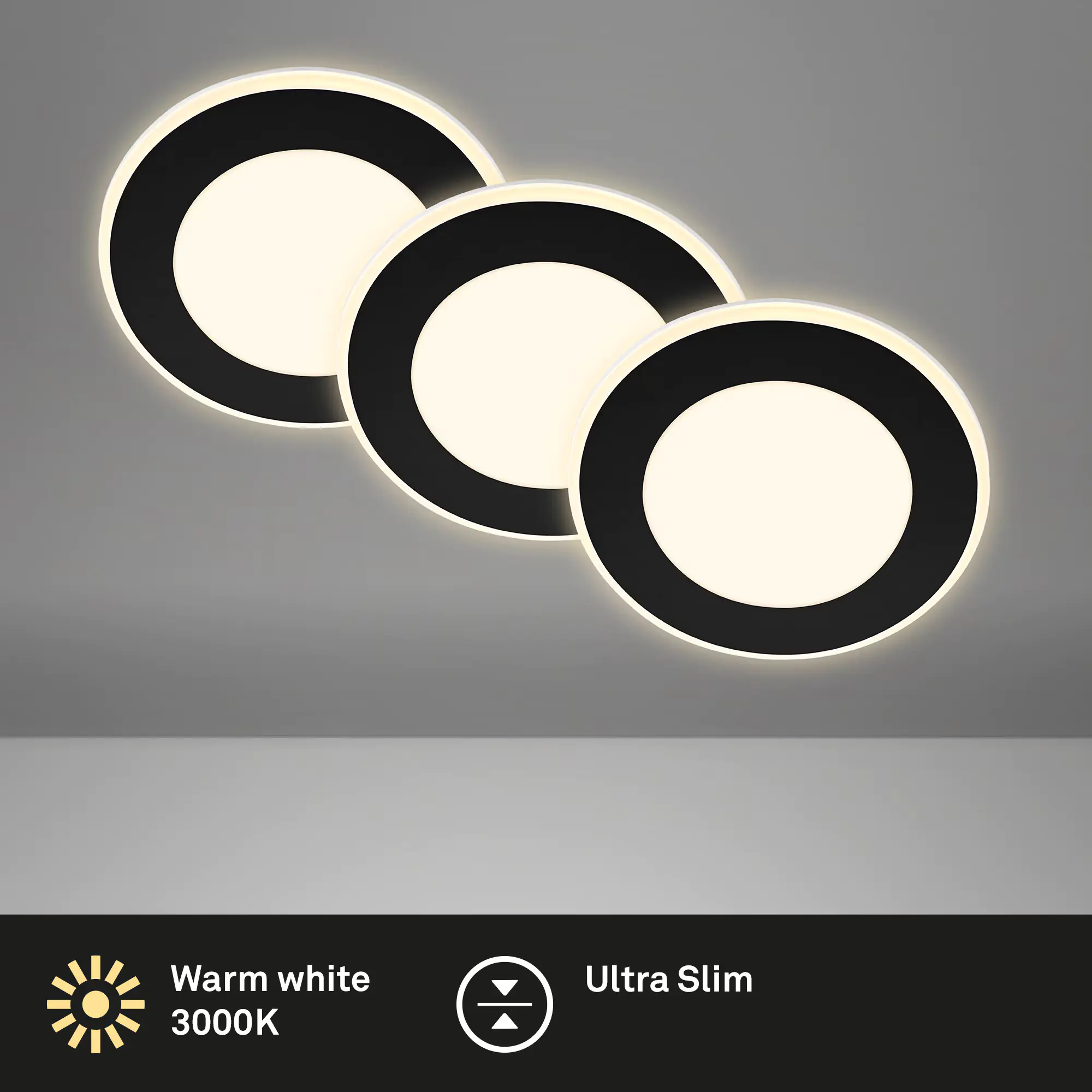 Briloner LED-Einbauleuchten 3er Set Mini 4,9W 425lm schwarz Nachtlicht