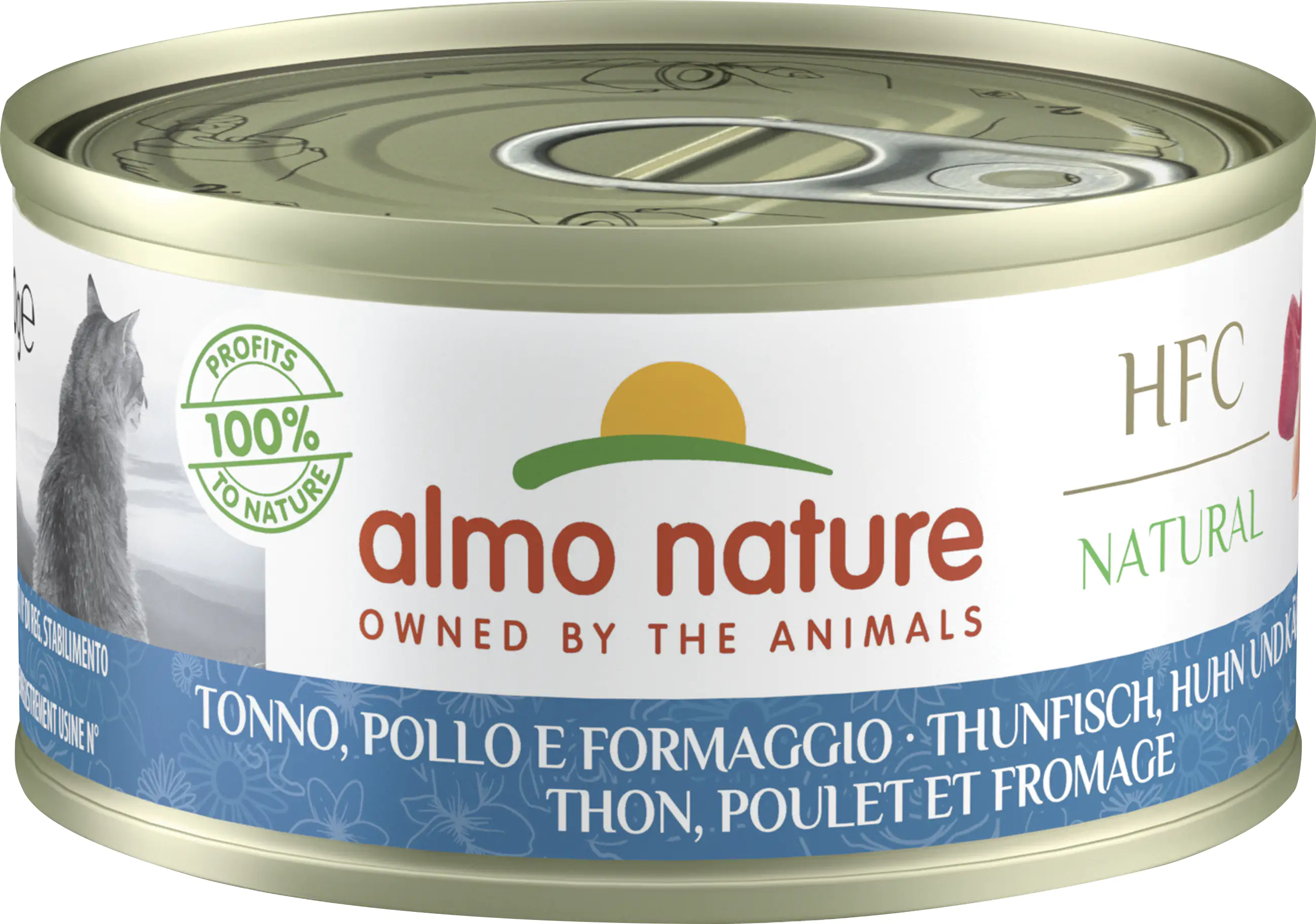 Almo Nature HFC Natural Katzennassfutter glutenfrei 70 g Thunfisch mit Huhn & Käse 