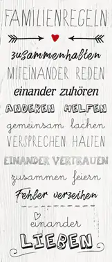 Deco-Canvas Bild - Familienregeln 30 x 70 cm