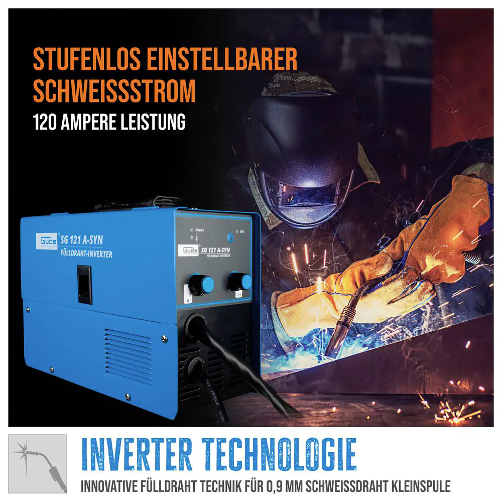 Güde Schweißgerät Fülldraht SG 121 A-SYN 52 W