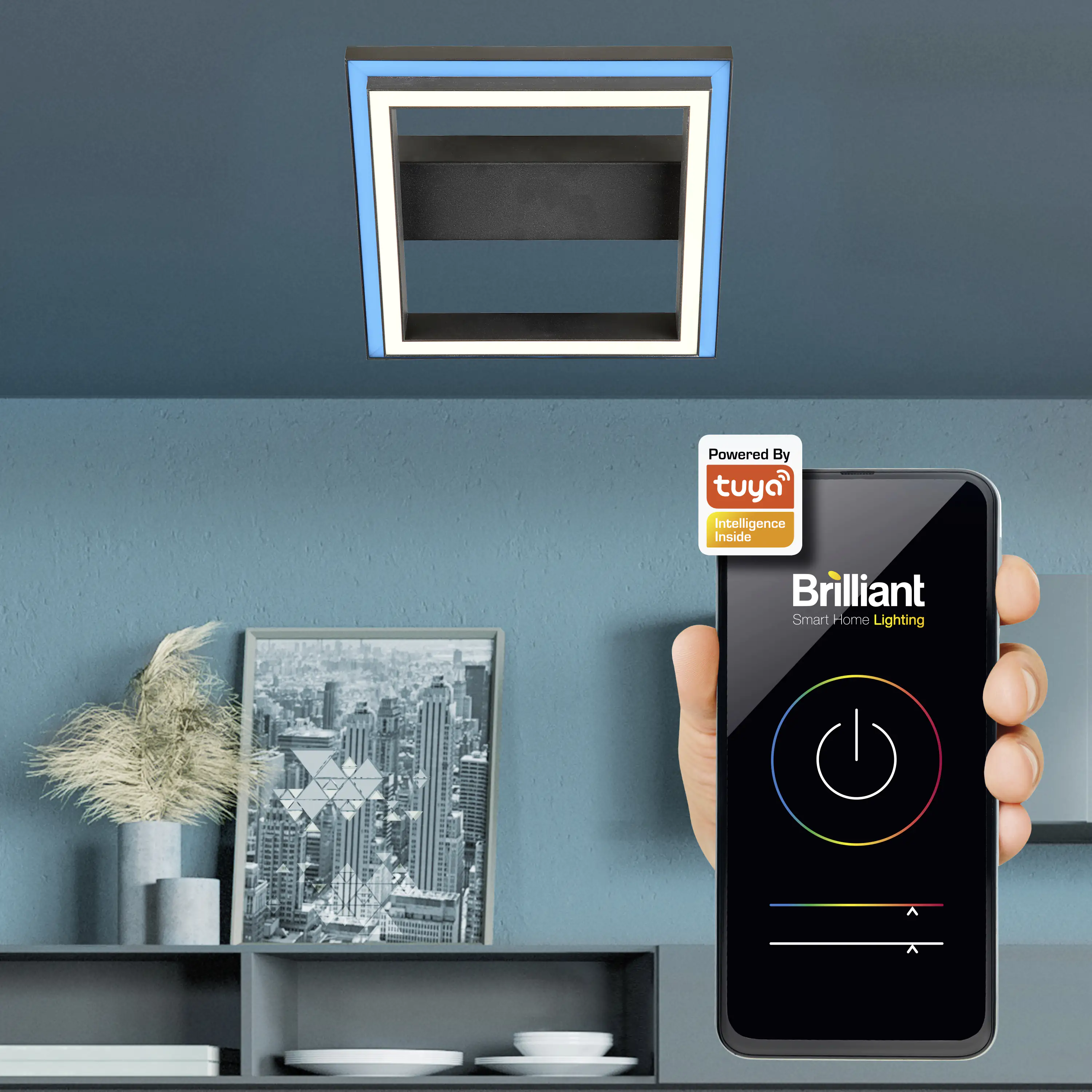 Brilliant Tuya Smart LED Panel Palva schwarz 30 x 30 cm dimmbar RGBW Smart