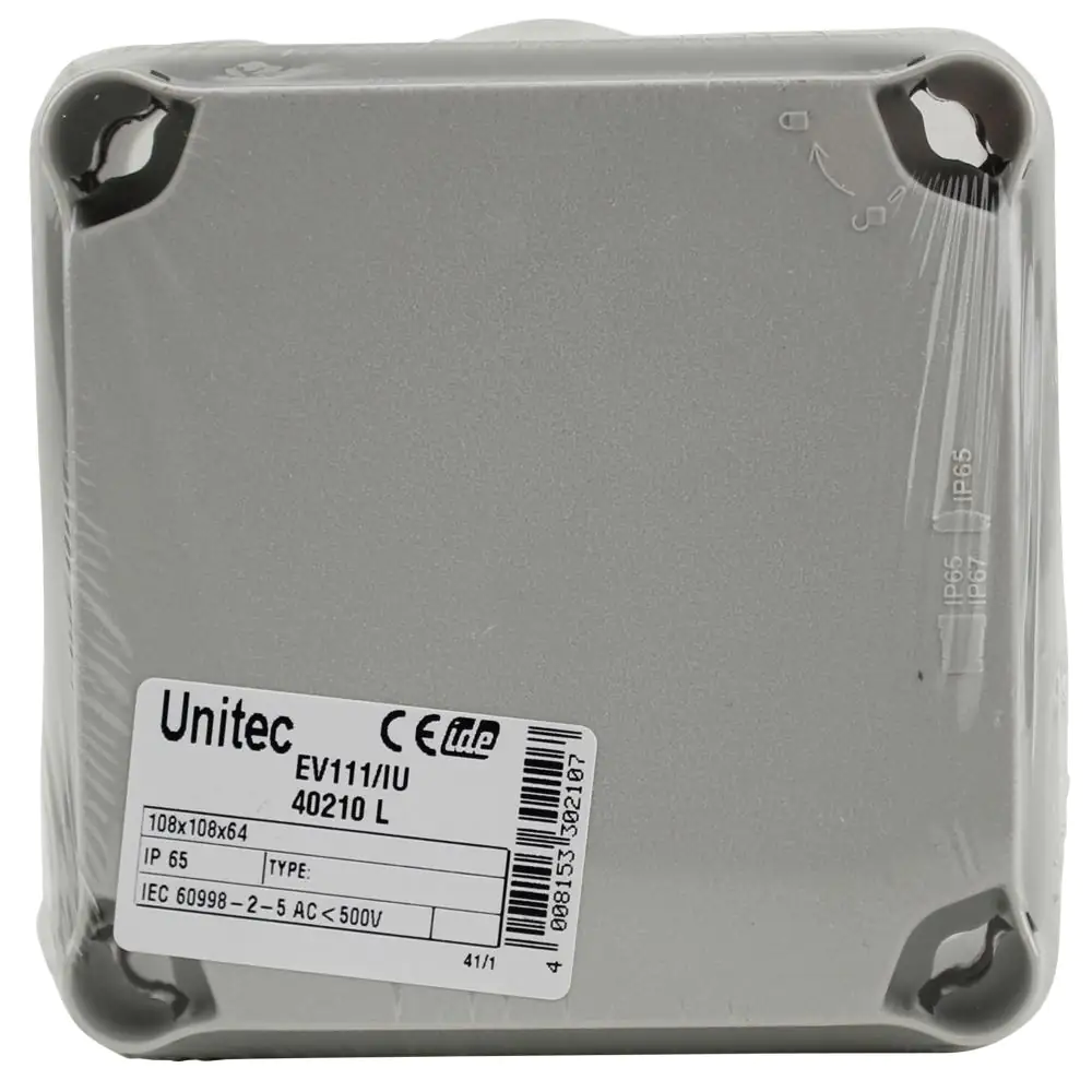 Aufputz-Abzweigdose IP65 mit Schraubdeckel 120 x 120 x 72 mm grau