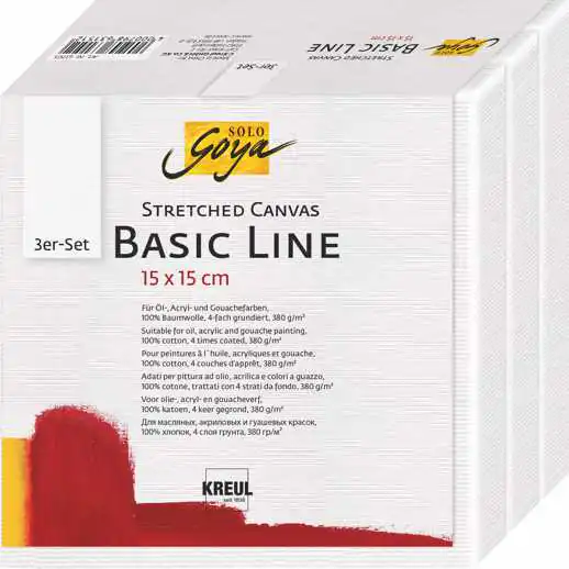 Kreul Keilrahmen-Set SOLO Goya Stretched Canvas Basic Line 15 x 15 cm 3er Set