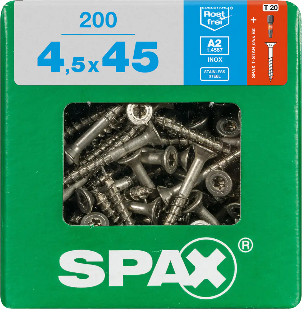 Spax Universalschrauben 4.5 x 45 mm TX 20 - 200 Stück Edelstahl
