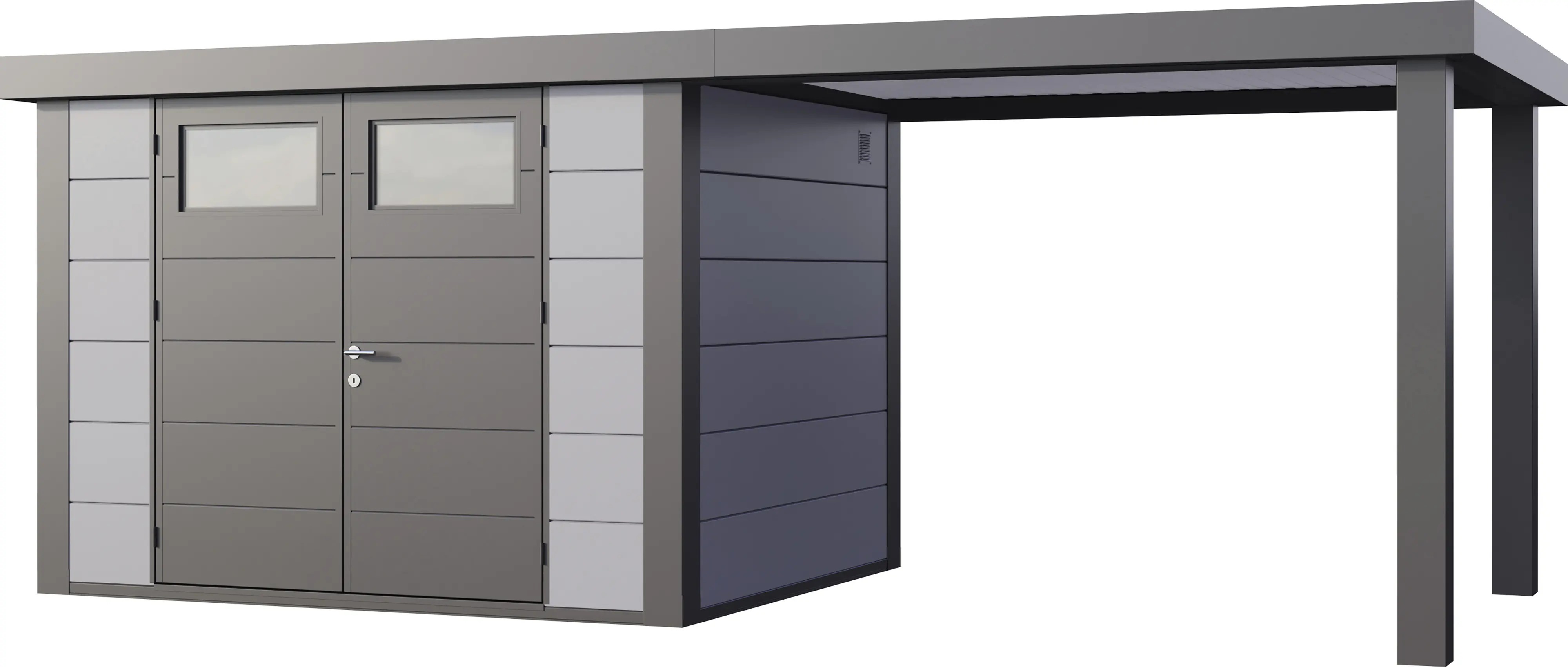 Telluria Gerätehaus Classico Open Lounge L 3024 rechts lichtgrau 582 x 238 cm