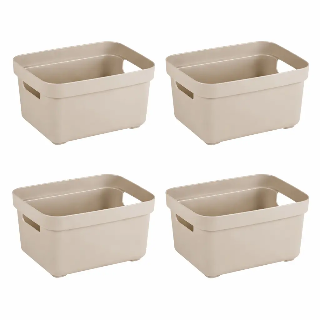 Sunware Aufbewahrungsbox Sigma Home mit Griffen 17,7 x 12,8 cm 2,5 L beige 4er Set