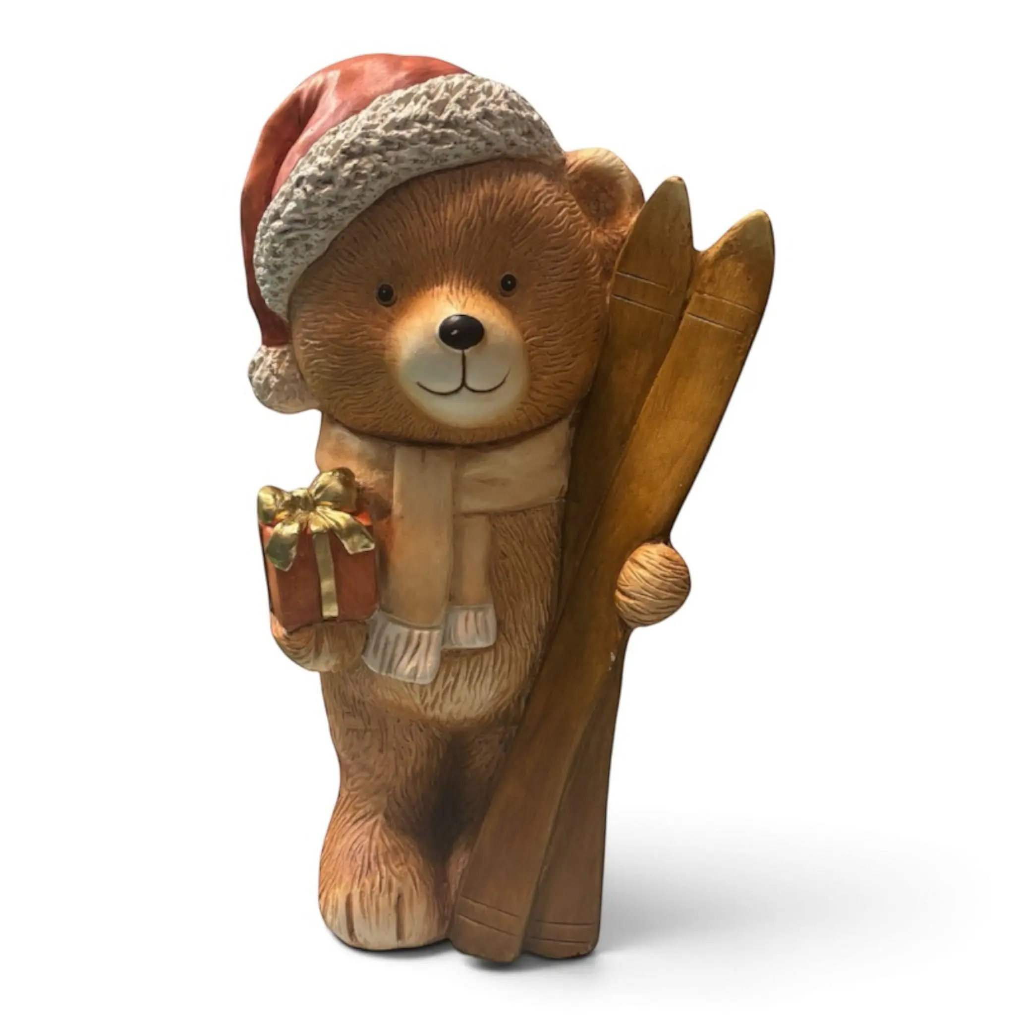Dekofigur Weihnachtsbär mit Ski 44 x 25 cm bunt
