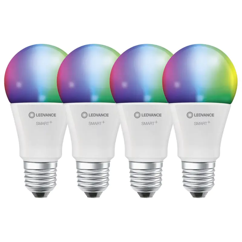 Ledvance LED Leuchtmittel Smart+ WIFI 4er Set E27, RGBW, Kolbenform, 9 W
