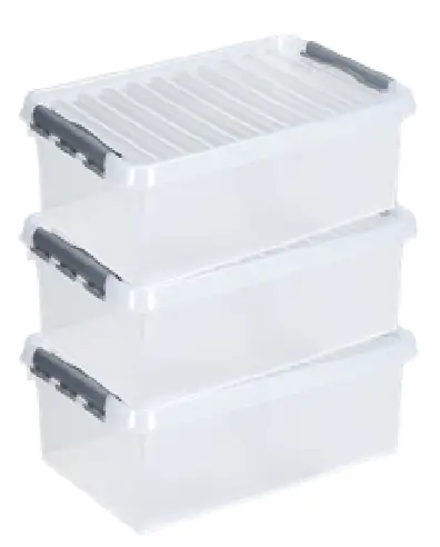 Sunware Aufbewahrungsbox Q-Line mit Deckel 60 x 40 cm 32 L transparent 3er Set