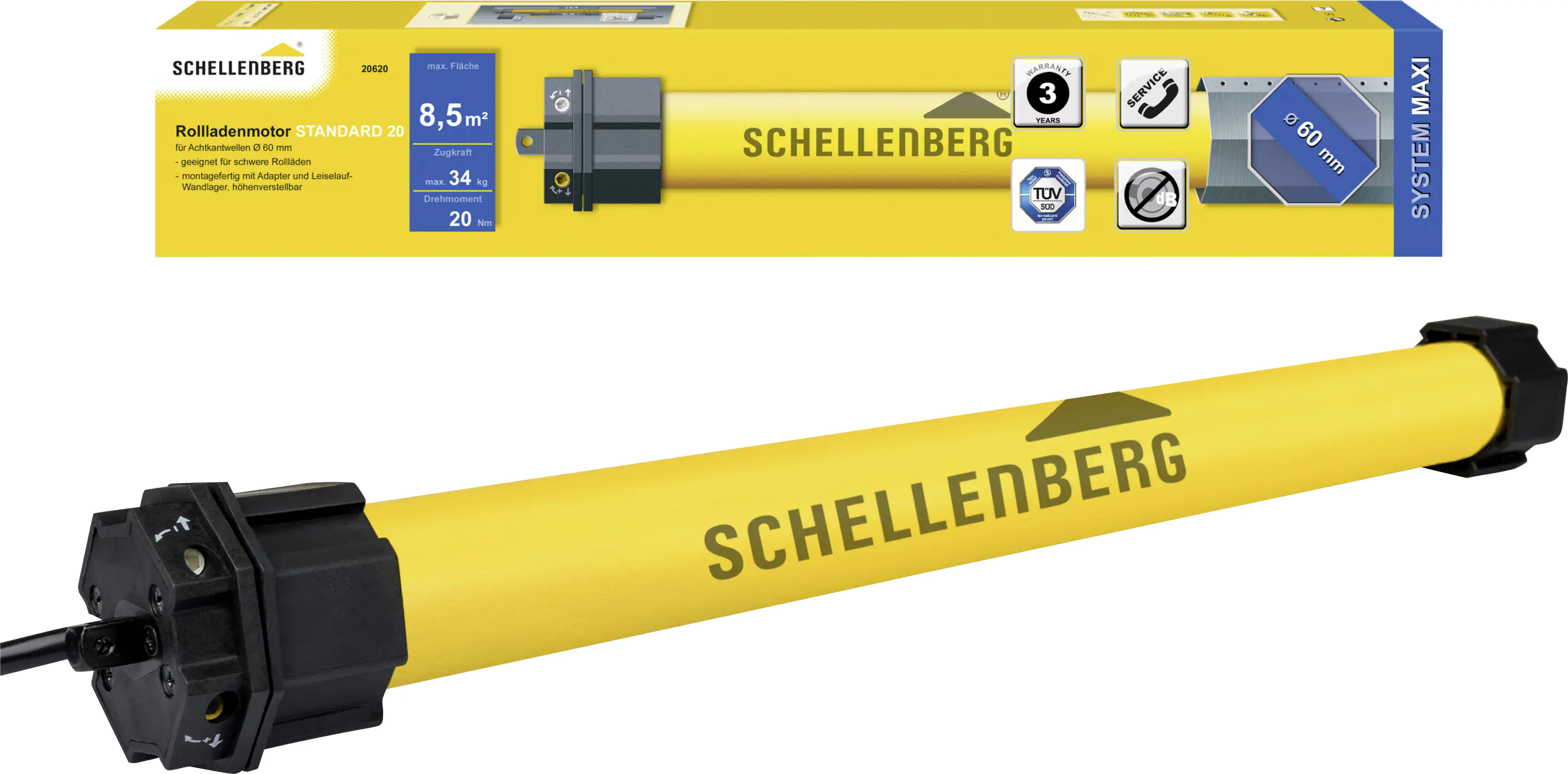 Schellenberg Rohrmotor Standard Maxi 20 Nm