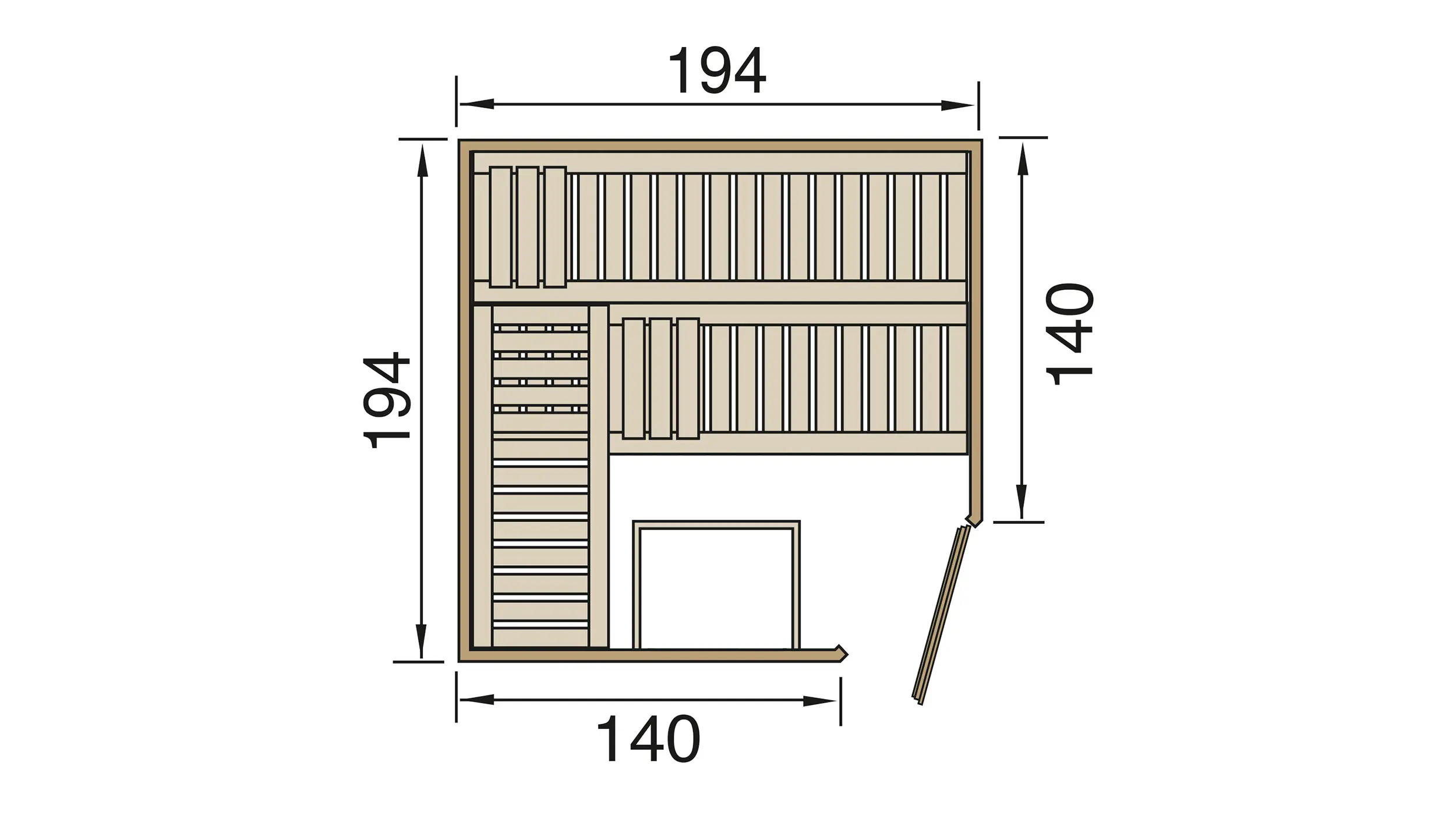 Weka Sauna Varberg 3 mit Glastür 2,73 m²