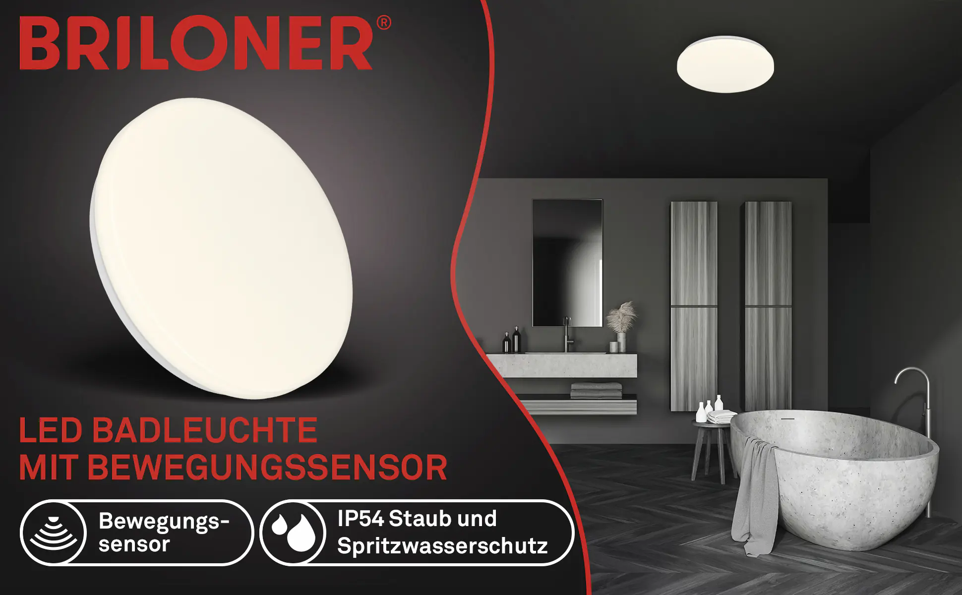 Briloner LED-Deckenleuchte Walk mit Bewegungsmelder Ø 27 x 6,5 cm warmweiß weiß