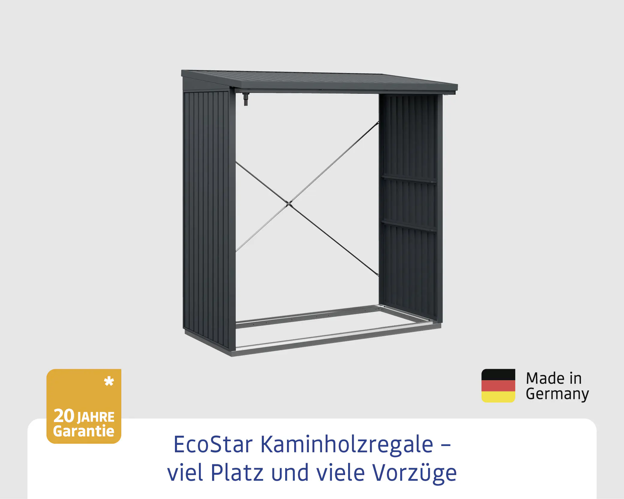 Ecostar Kaminholzregal Trend-V Typ 2, anthrazitgrau, mit Verstrebung