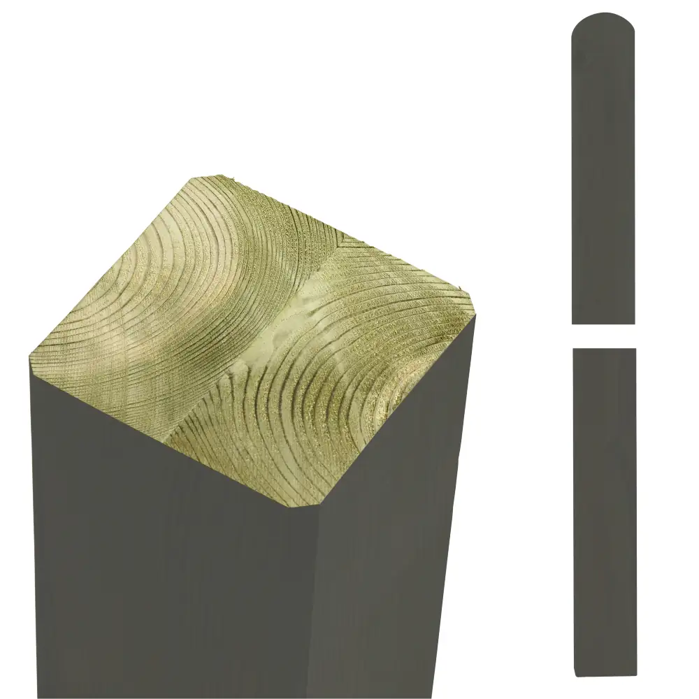 Plus Verleimte Pfosten Kopf gerundet 9 x 9 x 208 cm umbragrau