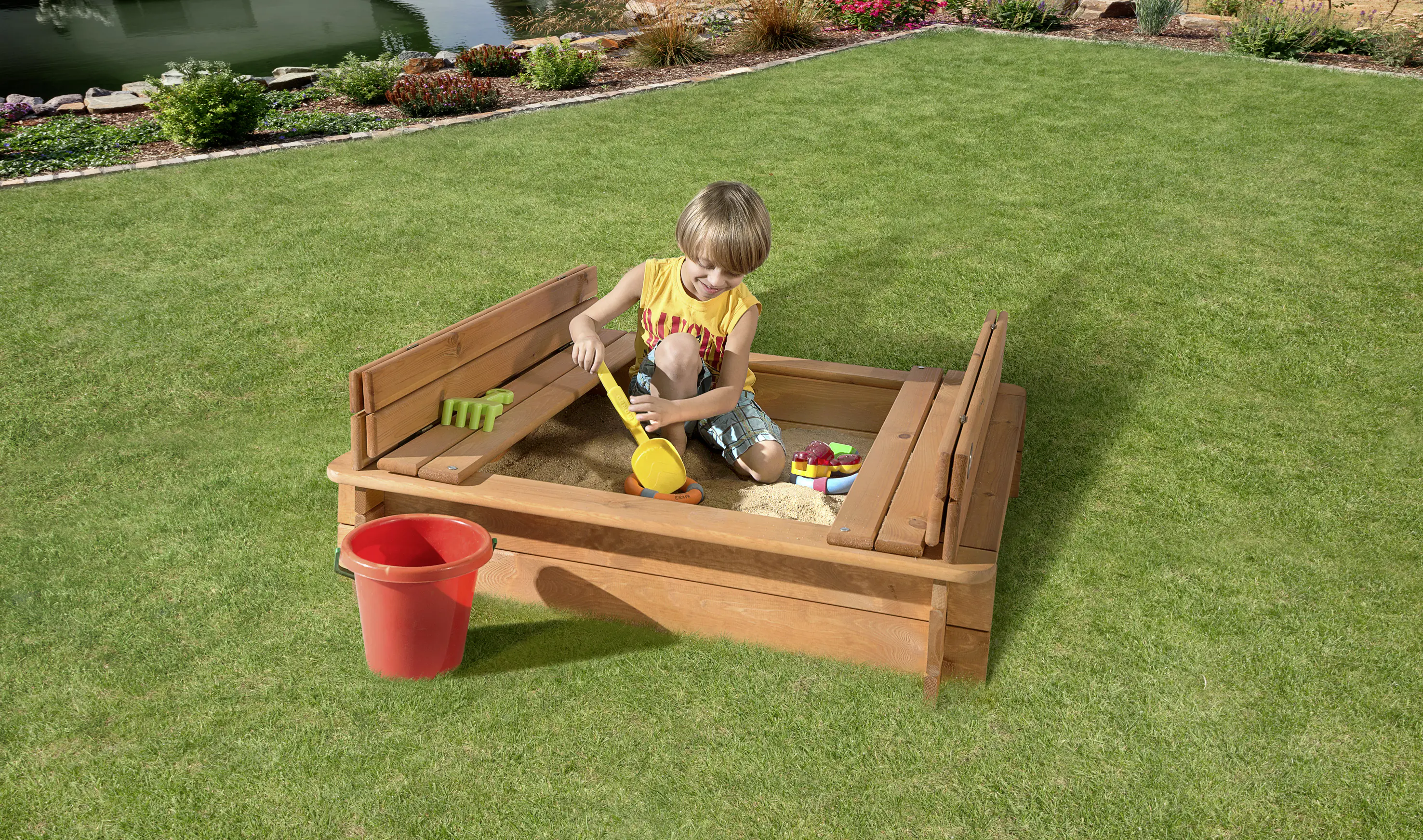 Weka Sandkasten mit Abdeckung Felix Gr. 1 eckig 100 x 100 cm