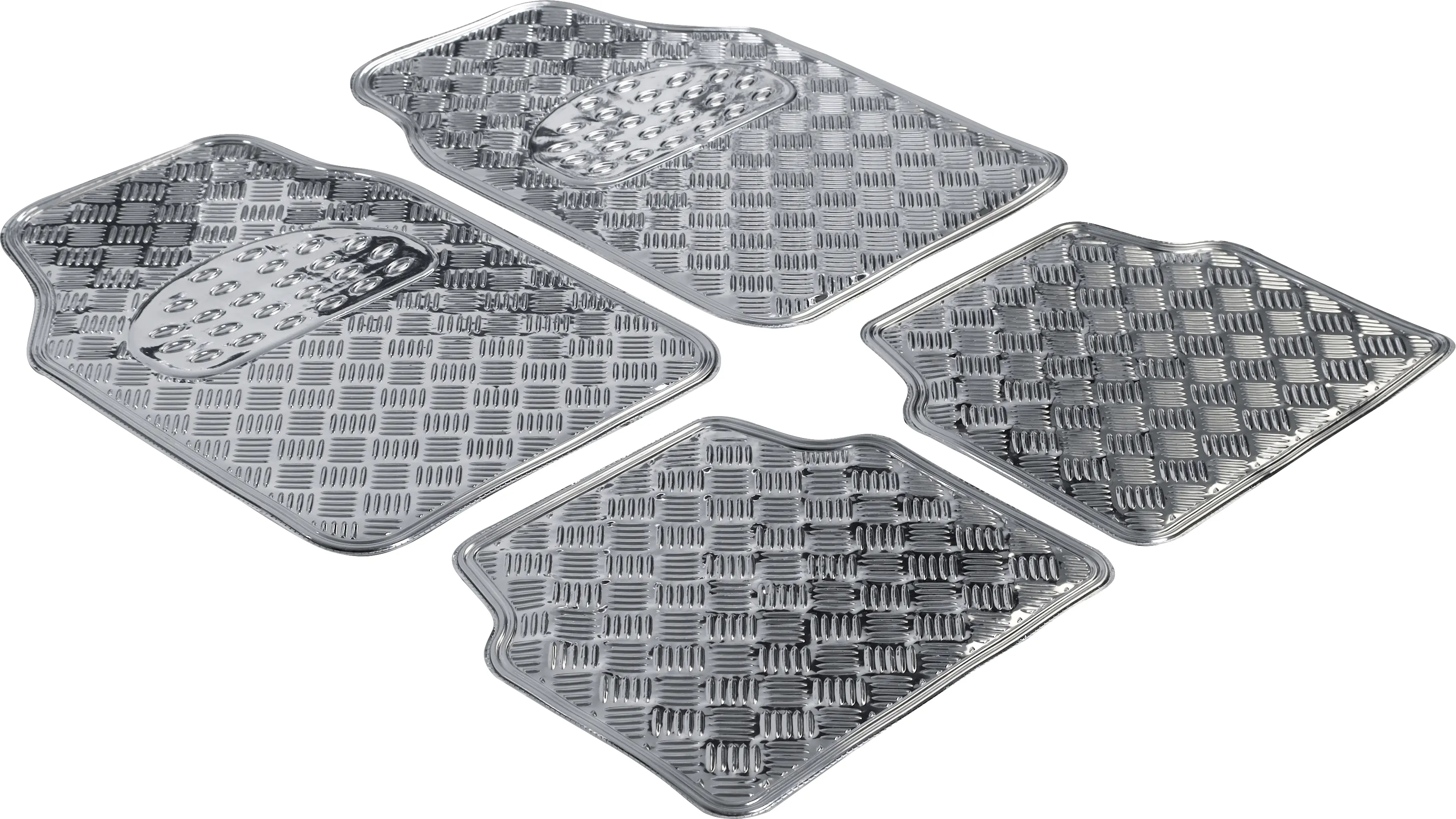 Walser Universal Fußmatten Gummi Metallic RiffelblechLook Komplett-Set silber