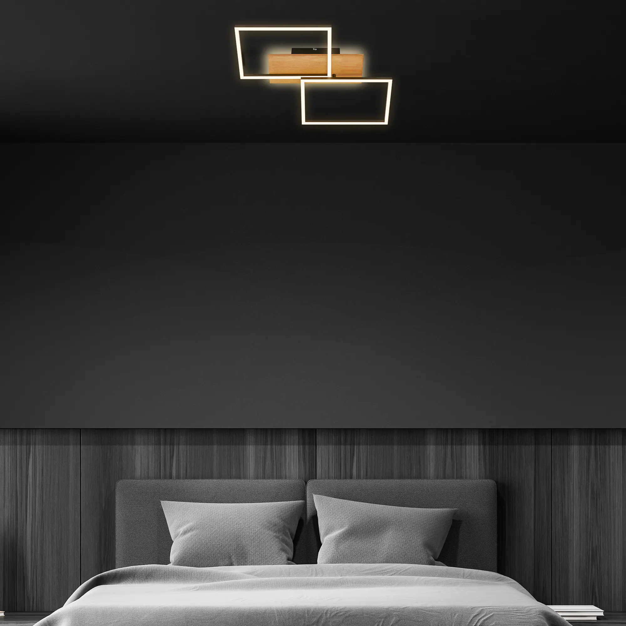 Di-Ka LED Deckenleuchte Frame 30W, 3300lm, 3000K, Holz, schwarz