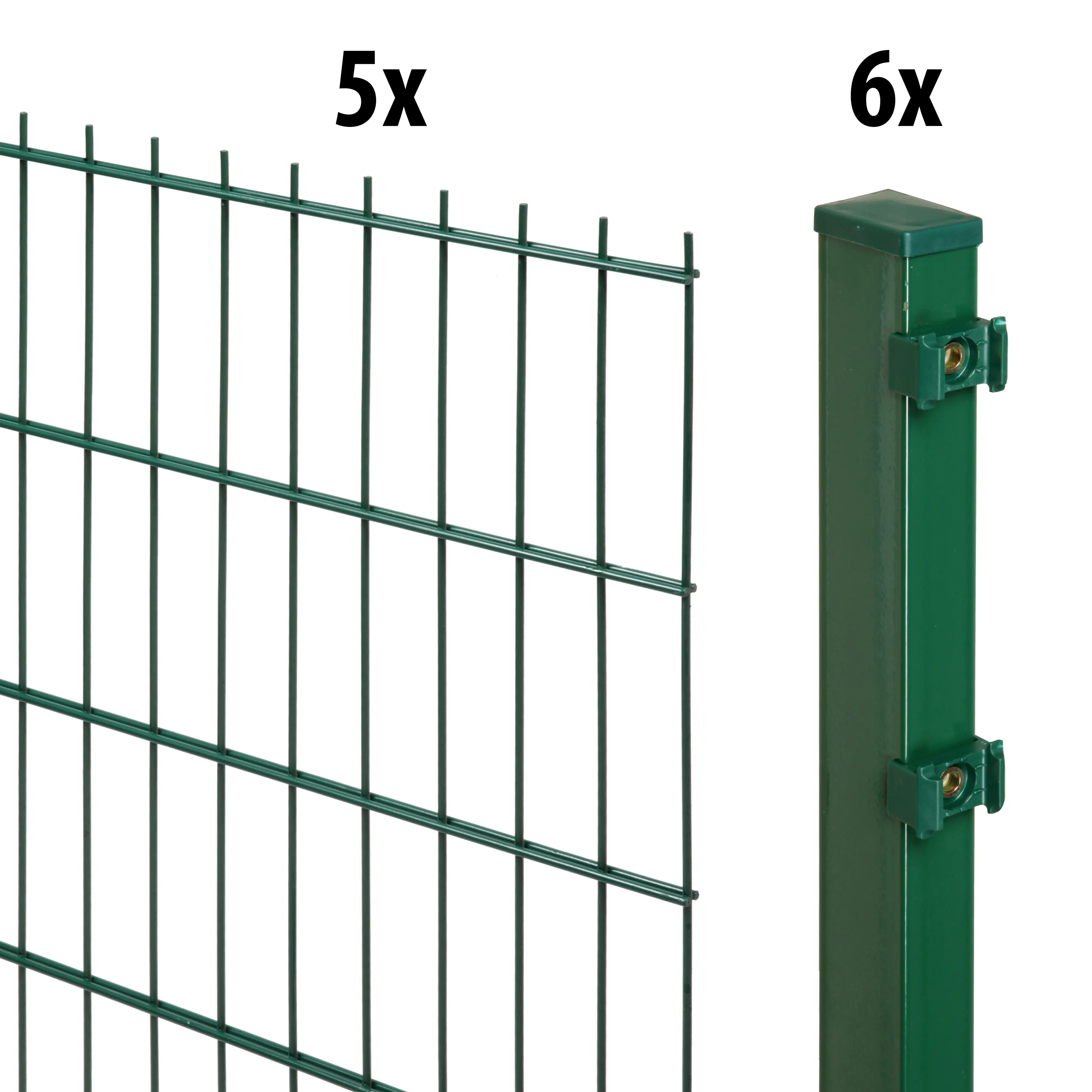 Floraworld Doppelstabmatten-Zaun Set Comfort 10 m 201 x 163 cm inkl. 6 Pfosten 220 cm moosgrün