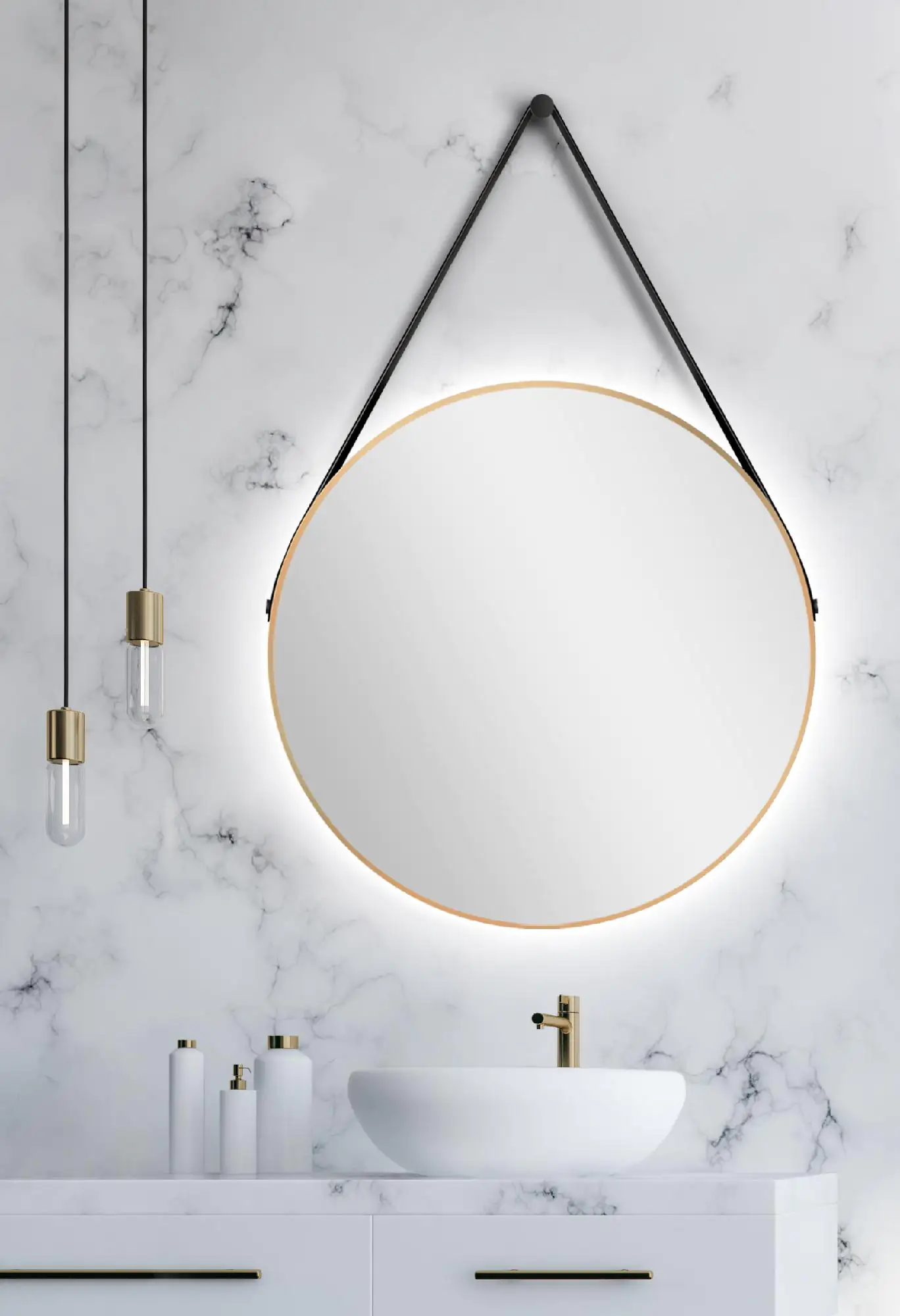 DSK LED Lichtspiegel Silver Barbier Ø80 cm, gold